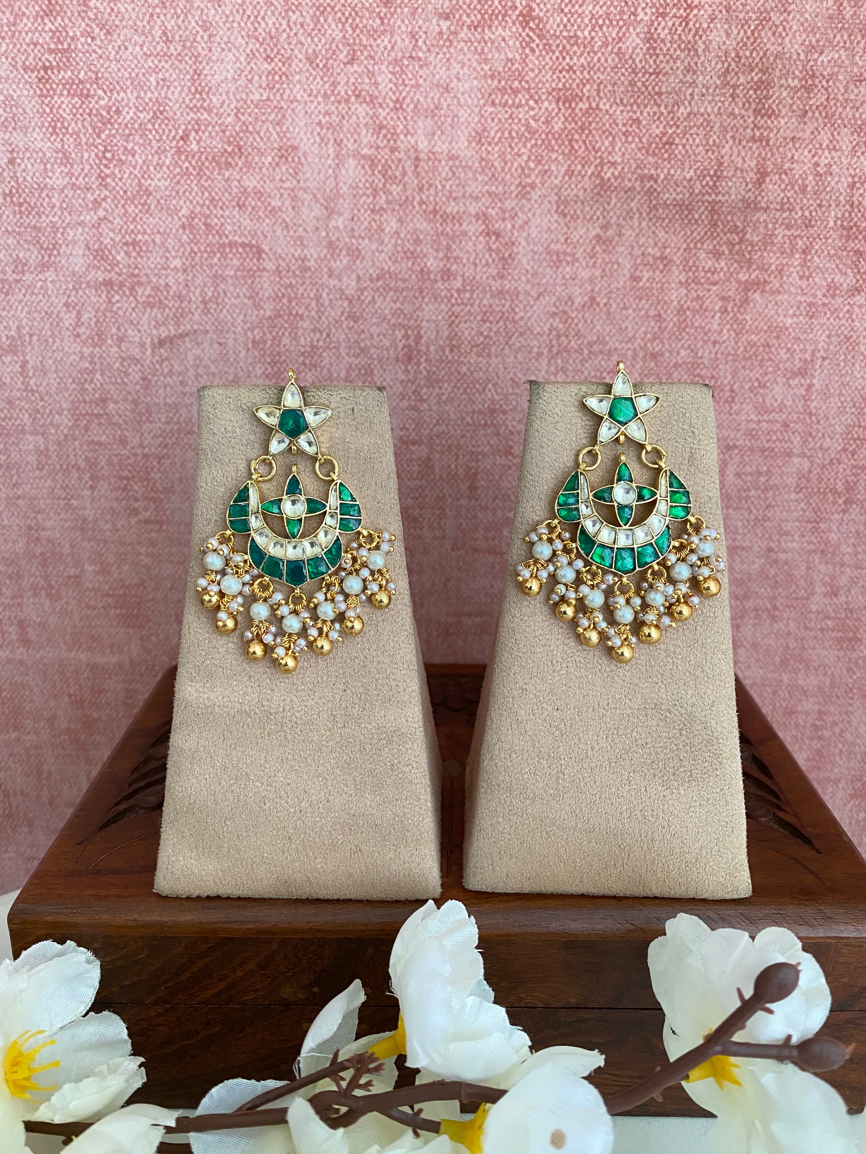 Good plated Green Kundan Earrings