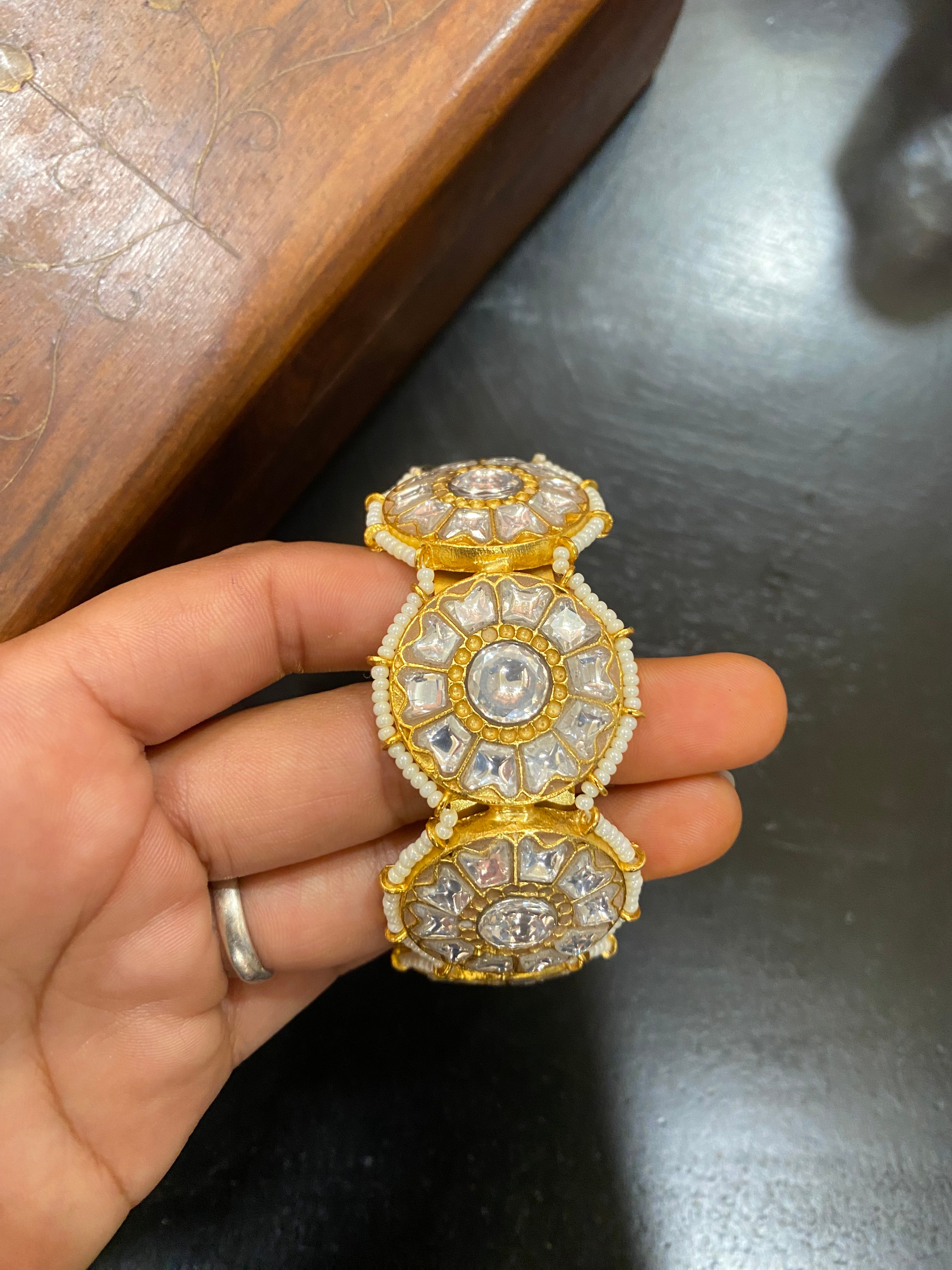 Gold Plated Kundan kada