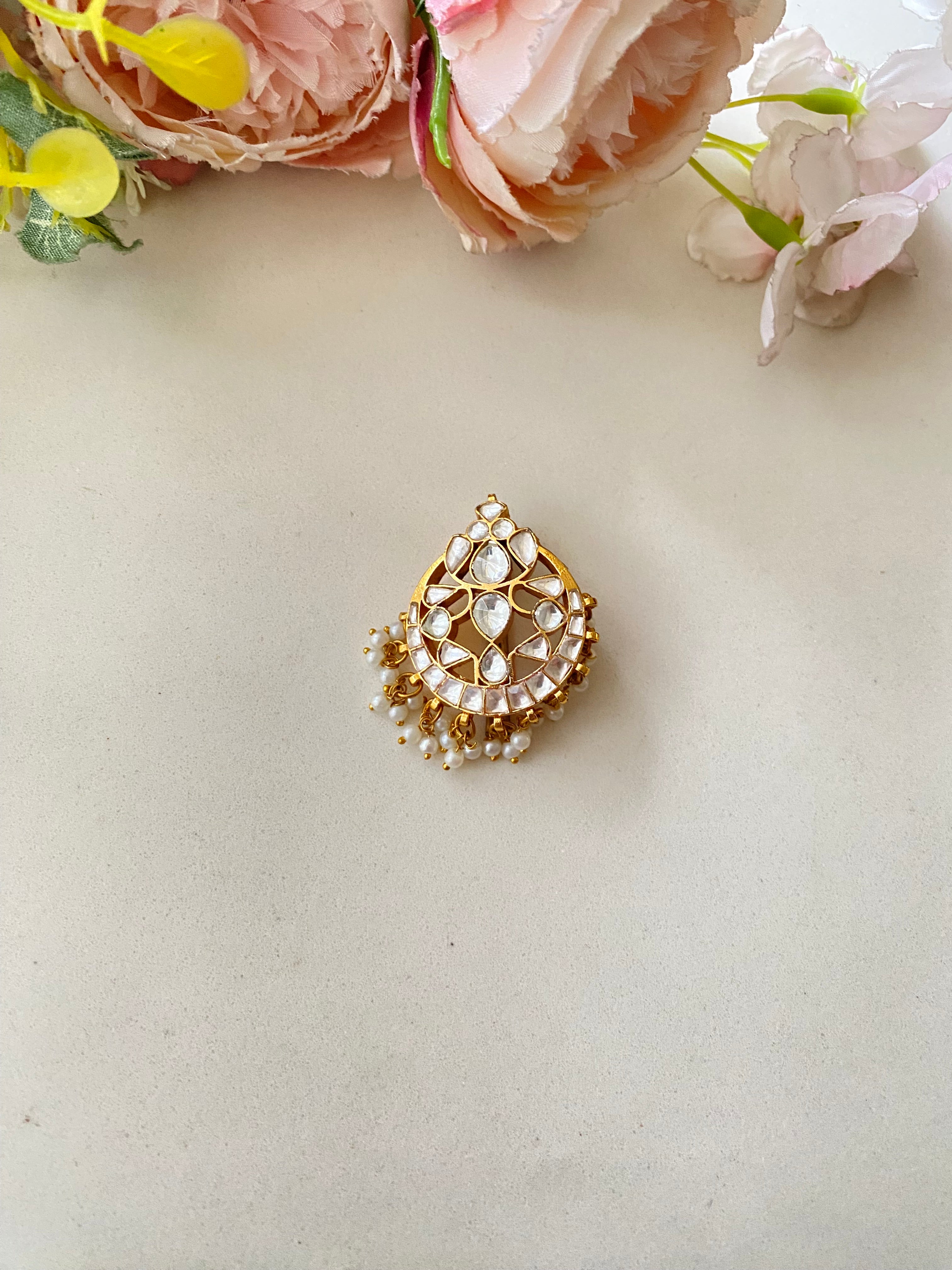 Gold Plated Kundan braid pin