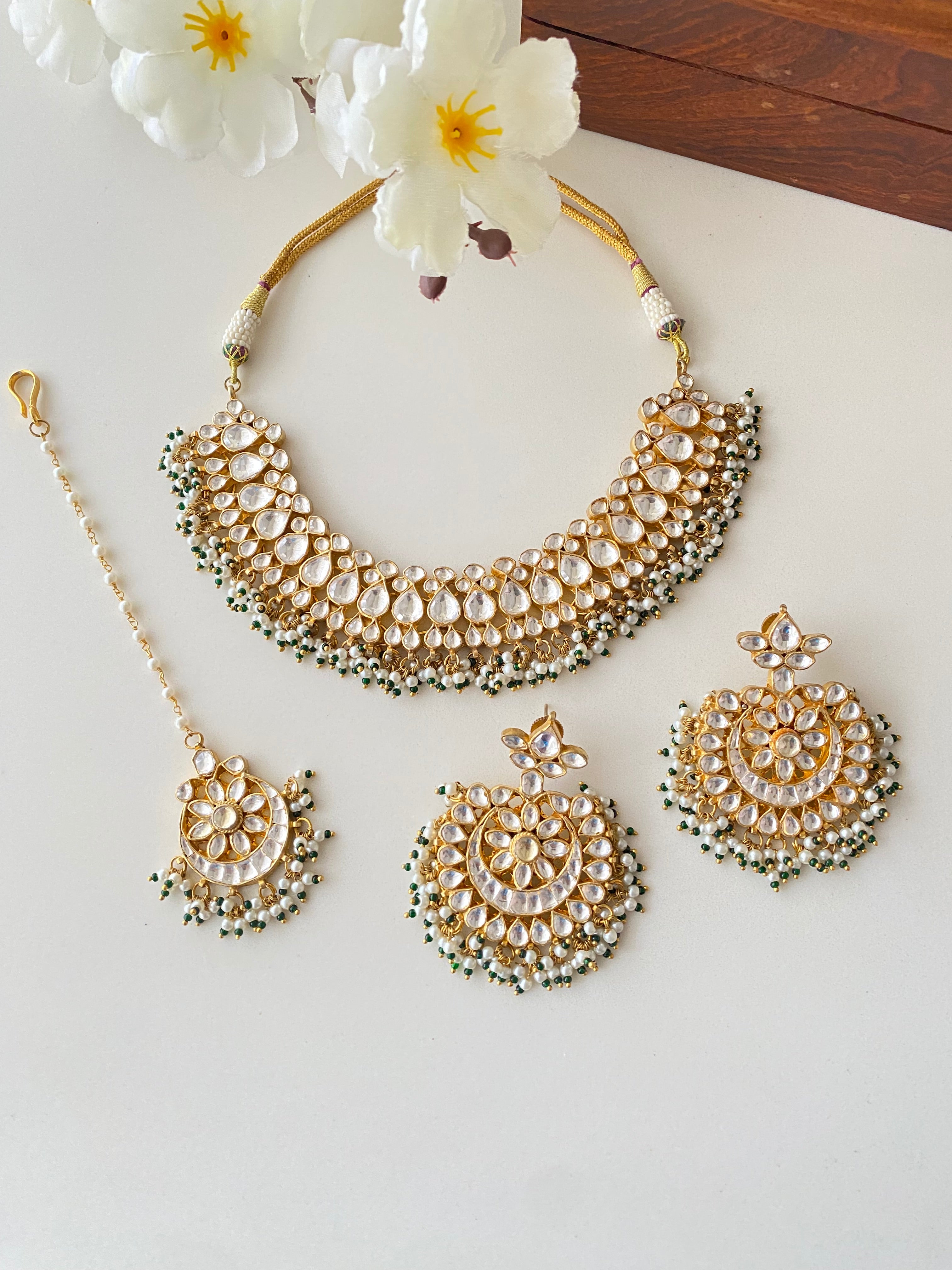 Kundan Gold plated Necklace Set with tikka
