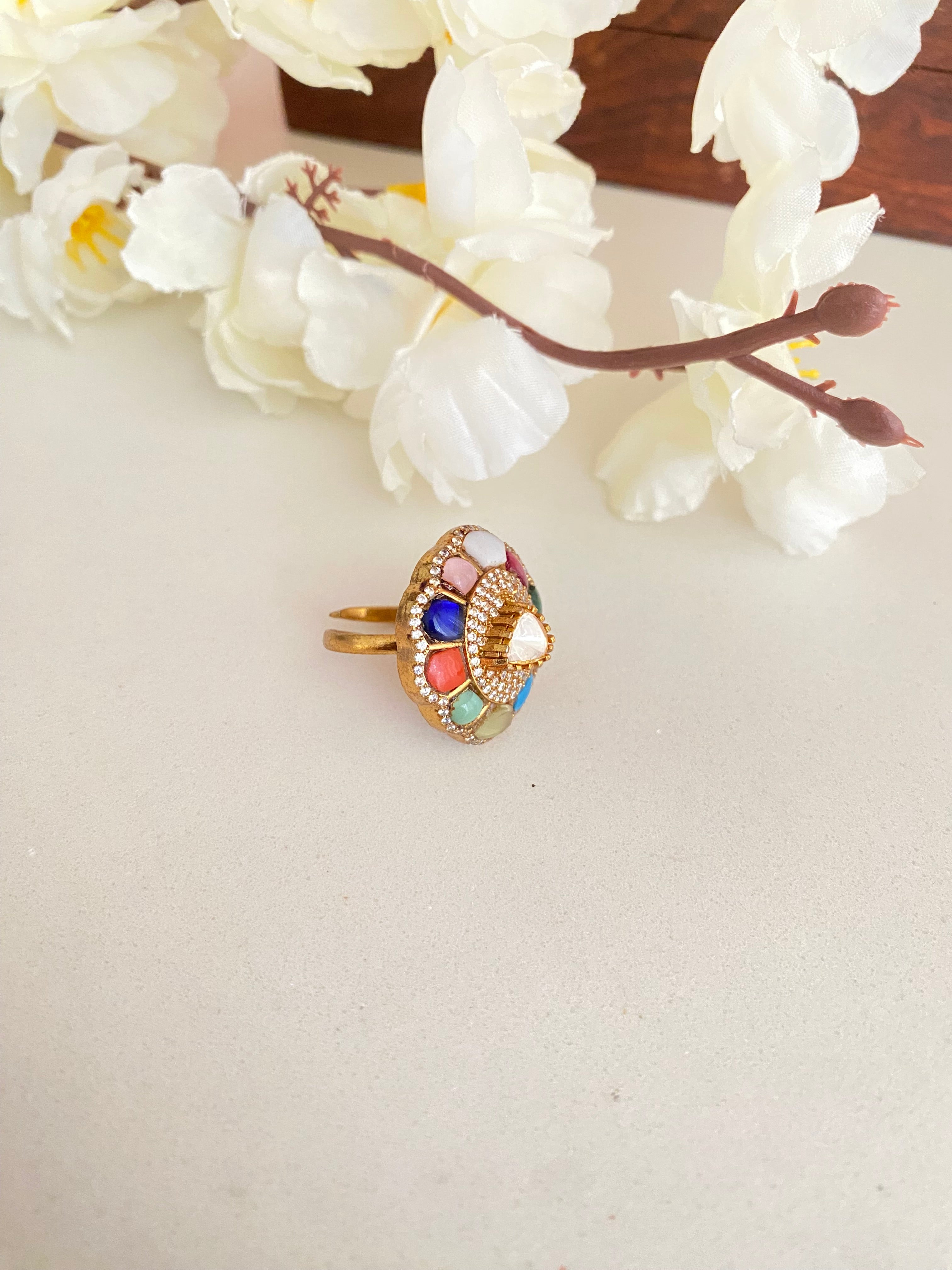 Moissanite Polki Ring