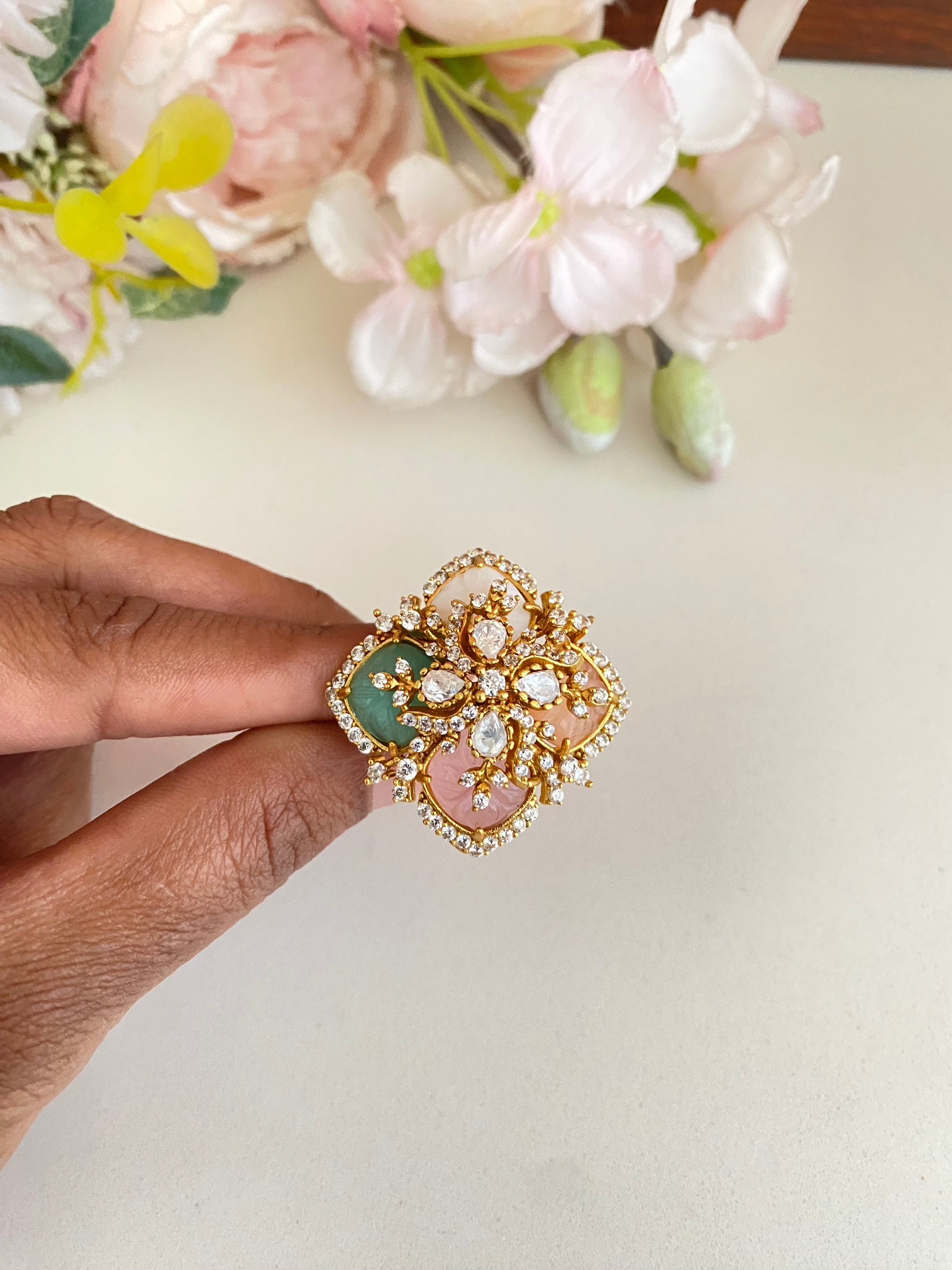 Gold plated Moissanite Ring