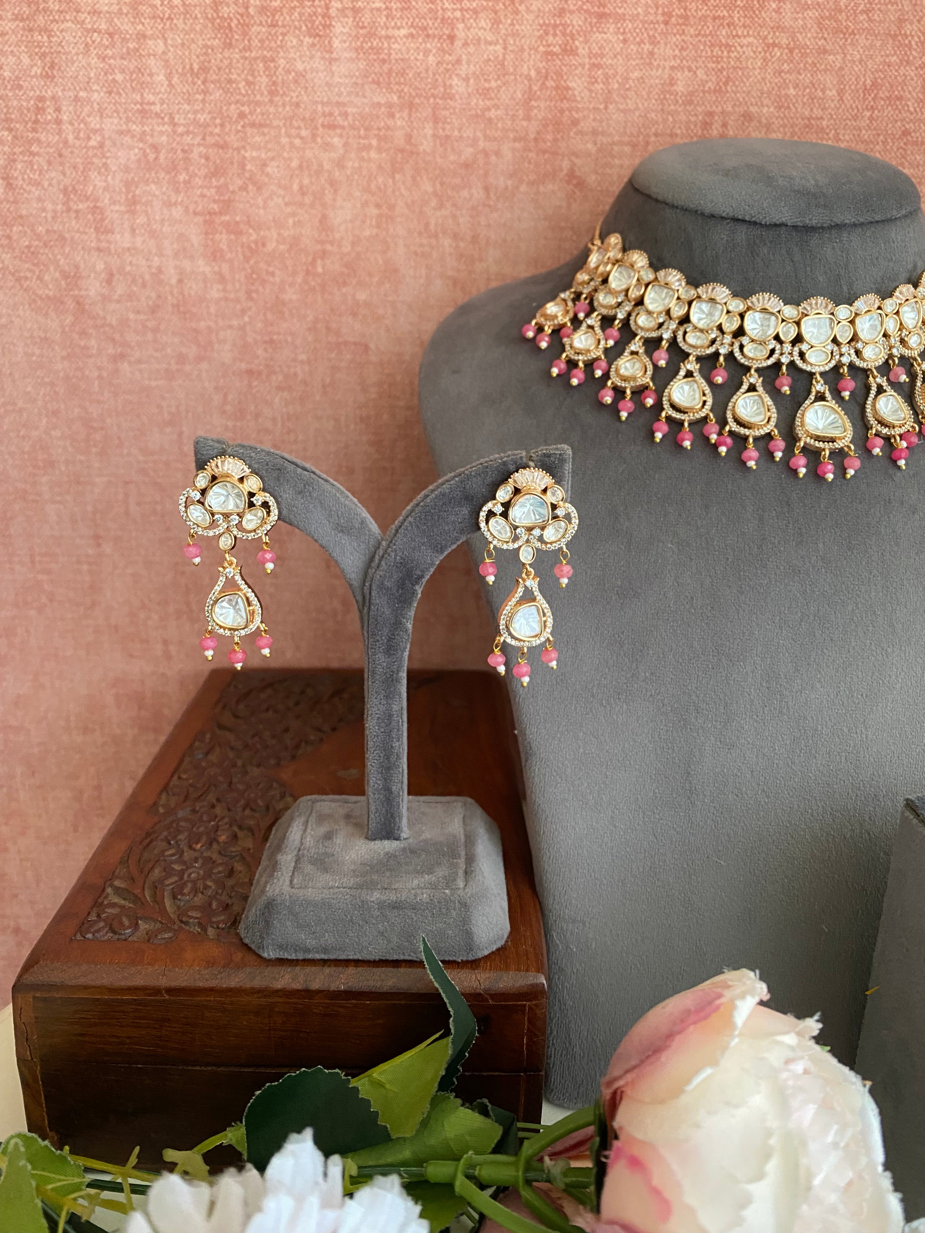 Gold Plated polki Necklace Set