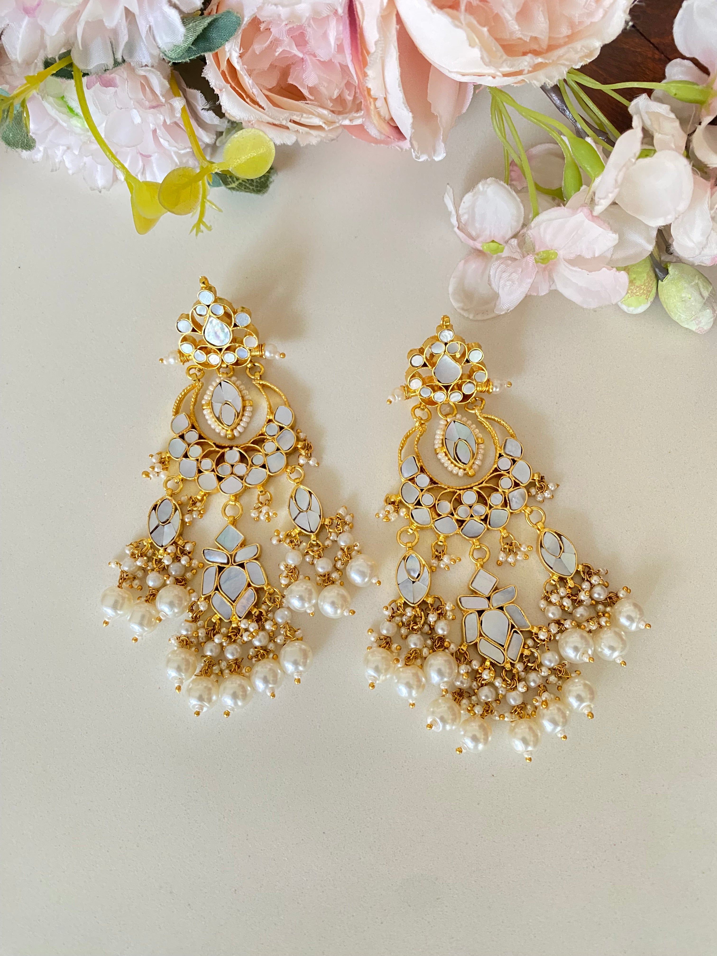 Mother Of Pearl Earrings in Pearl drops