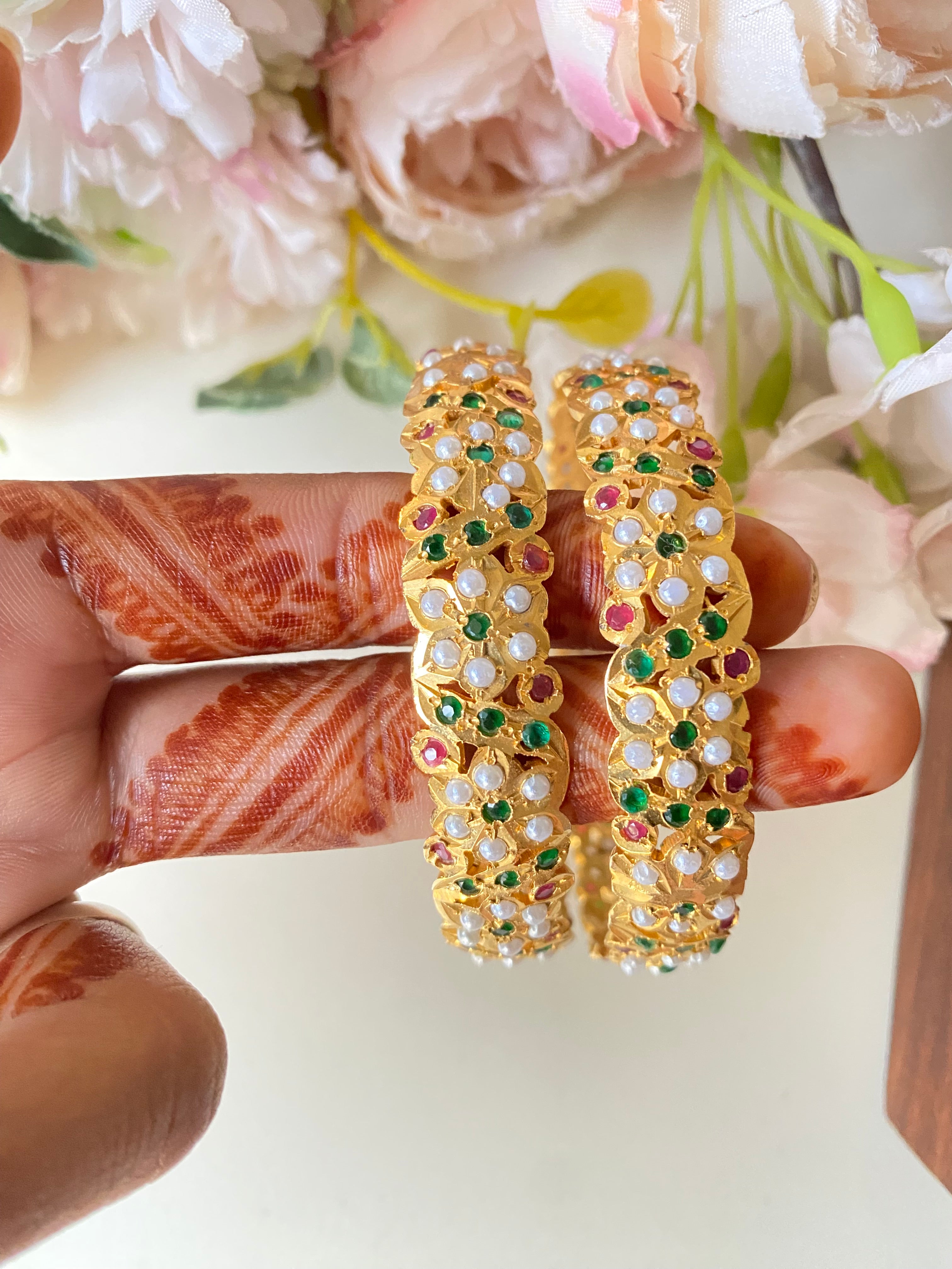 Amritsari Jadau Gold Plated Multicolor Bangles