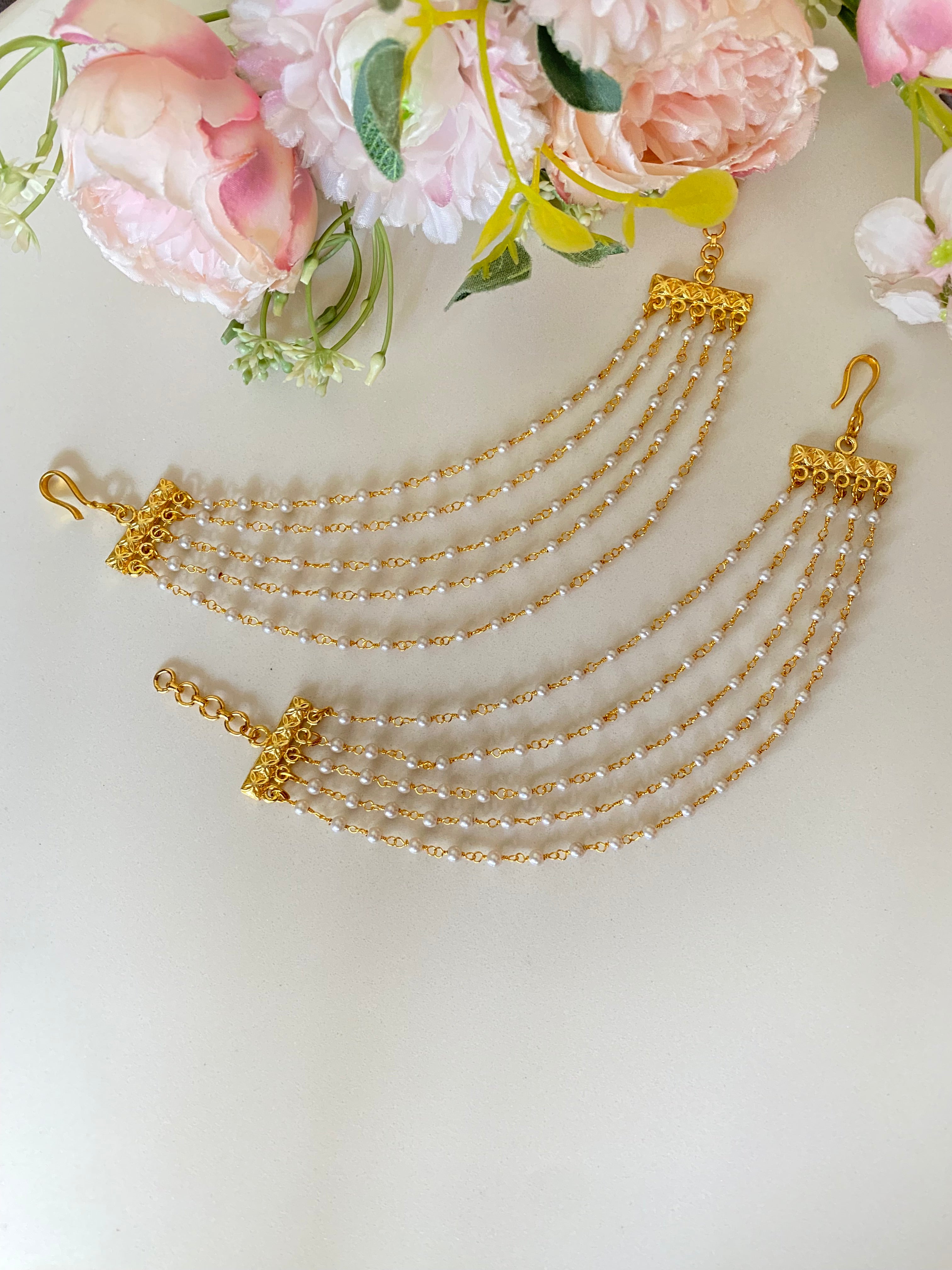 Gold plated Pearl ear chain