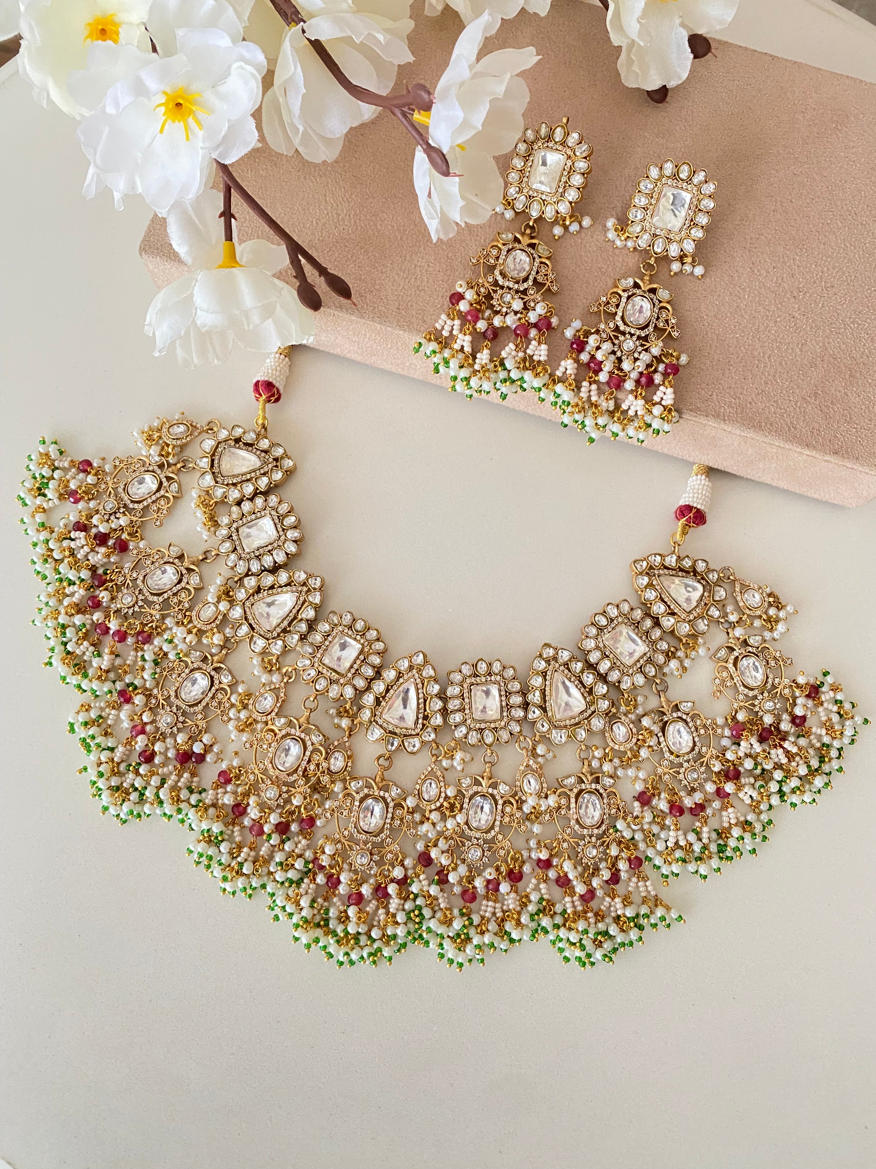 Gold plated Kundan Bridal Necklace Set