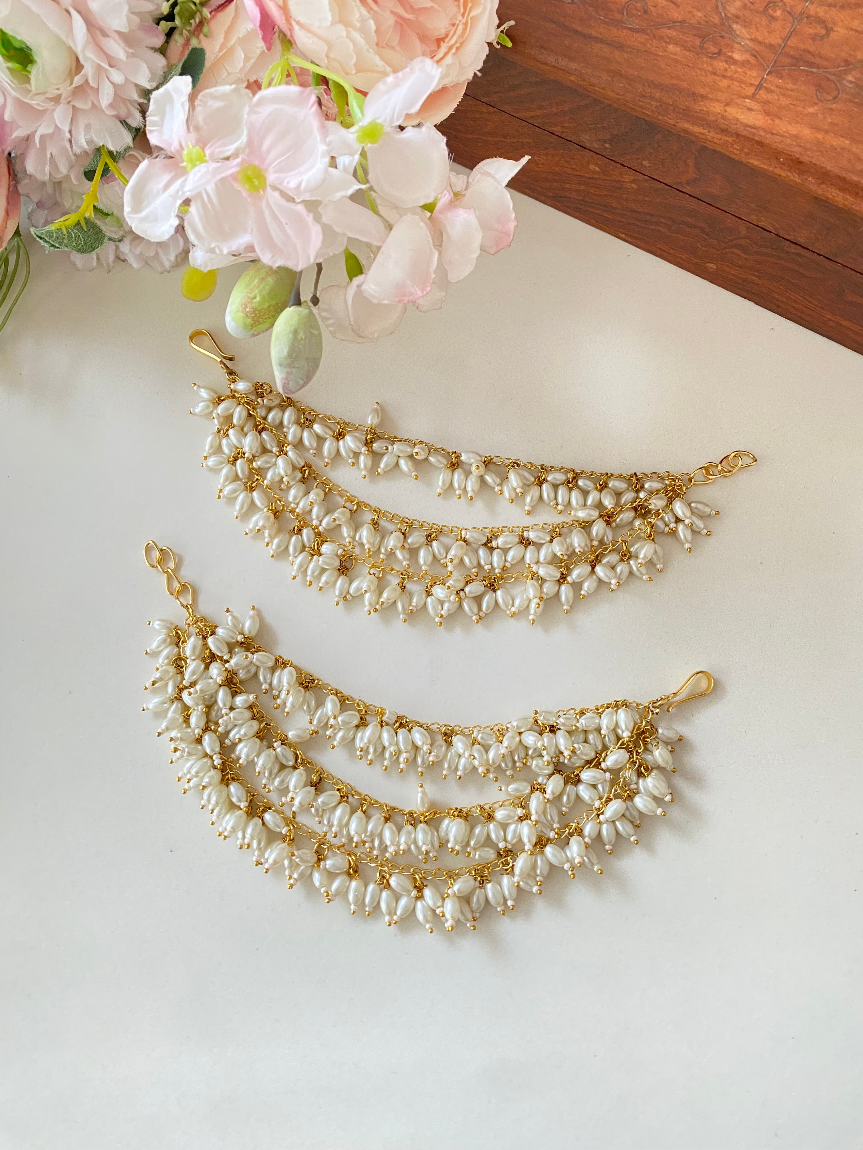 Gold plated Pearl ear chain