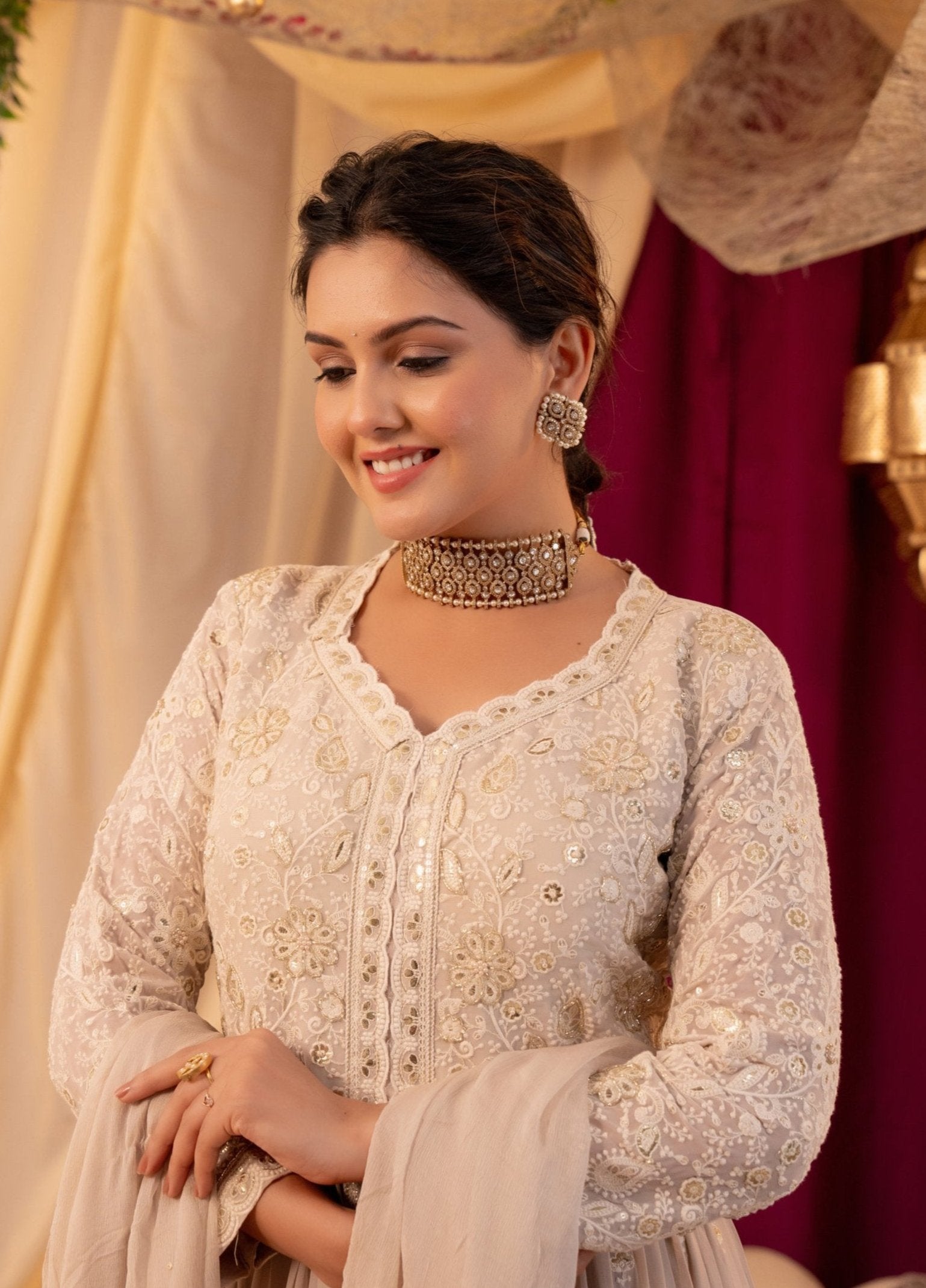 Gold plated Moissanite Choker Set