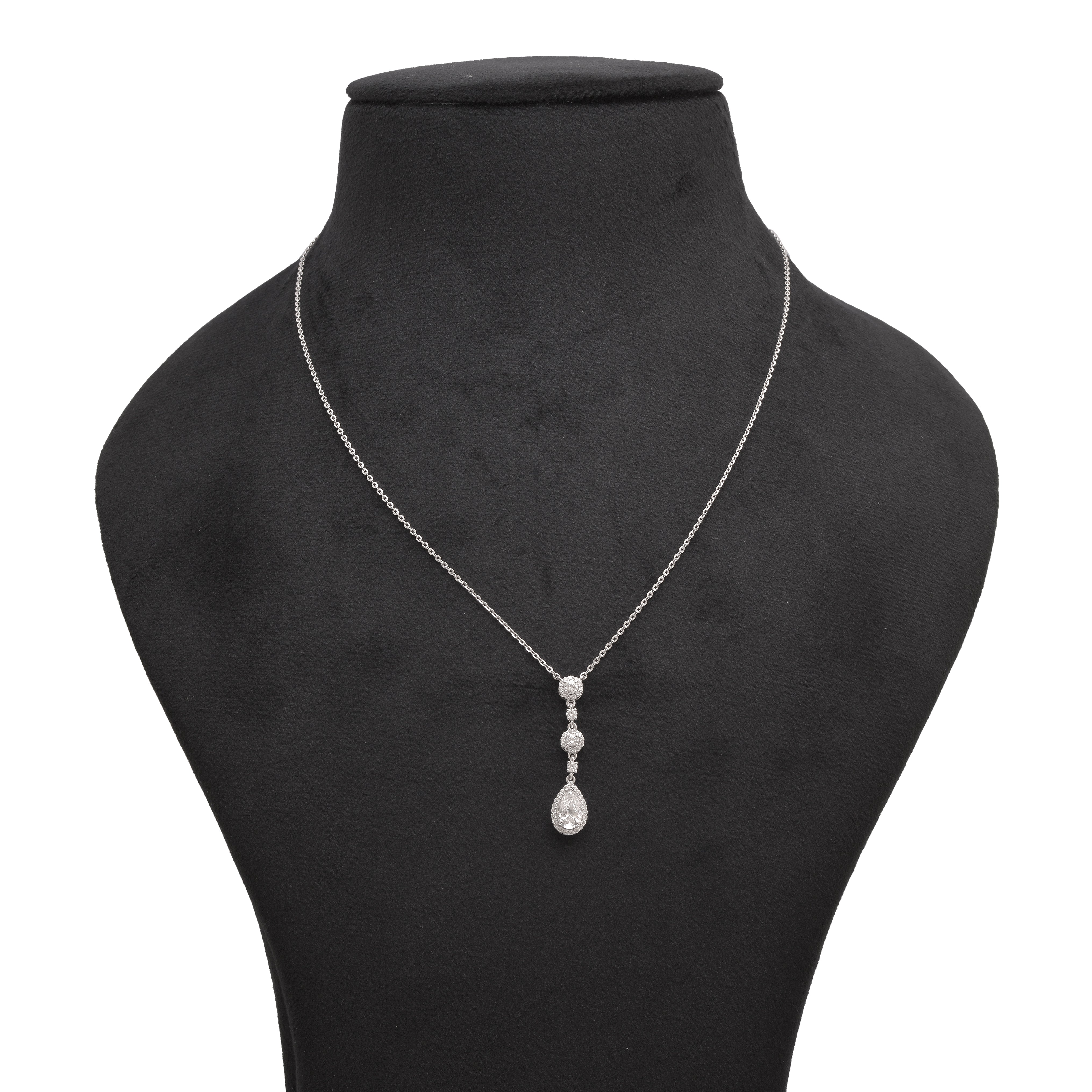 Triple Drop Diamond Pendant Necklace