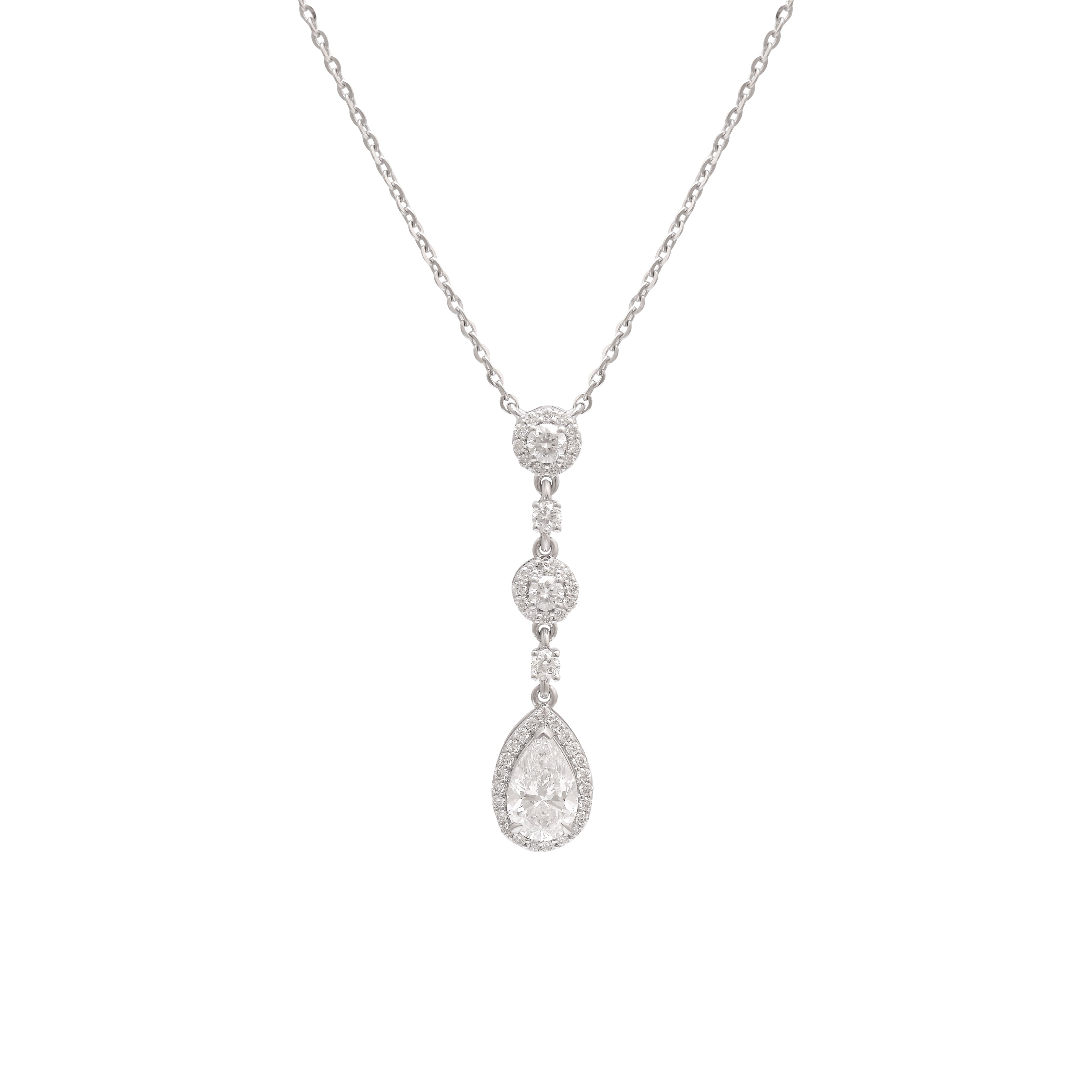 Triple Drop Diamond Pendant Necklace