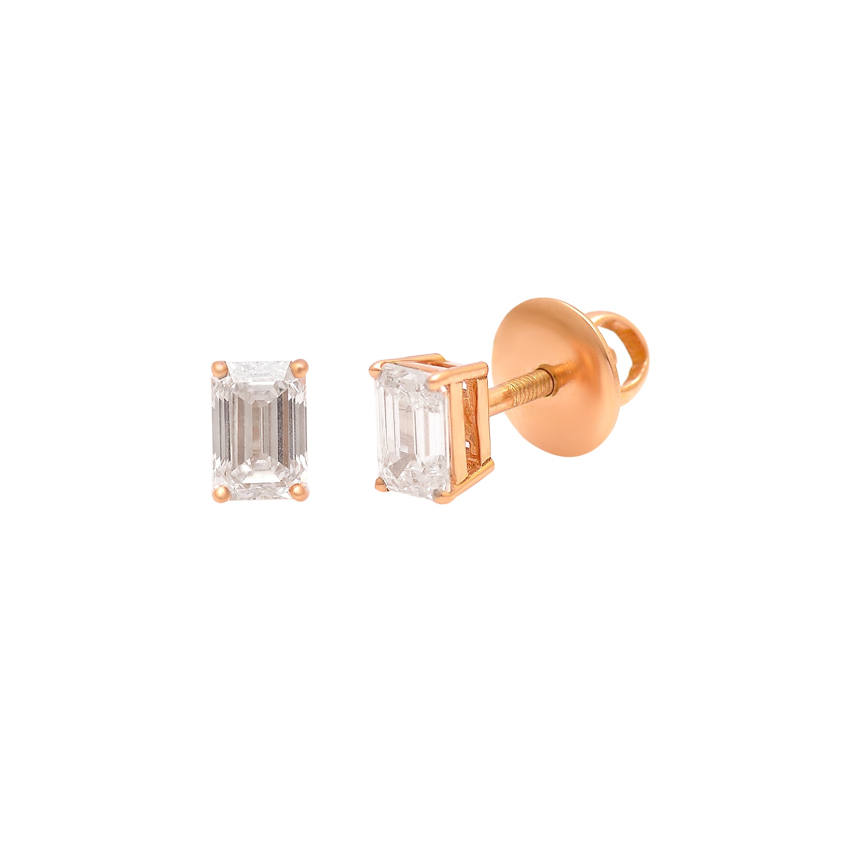 Emerald-Cut Diamond Studs