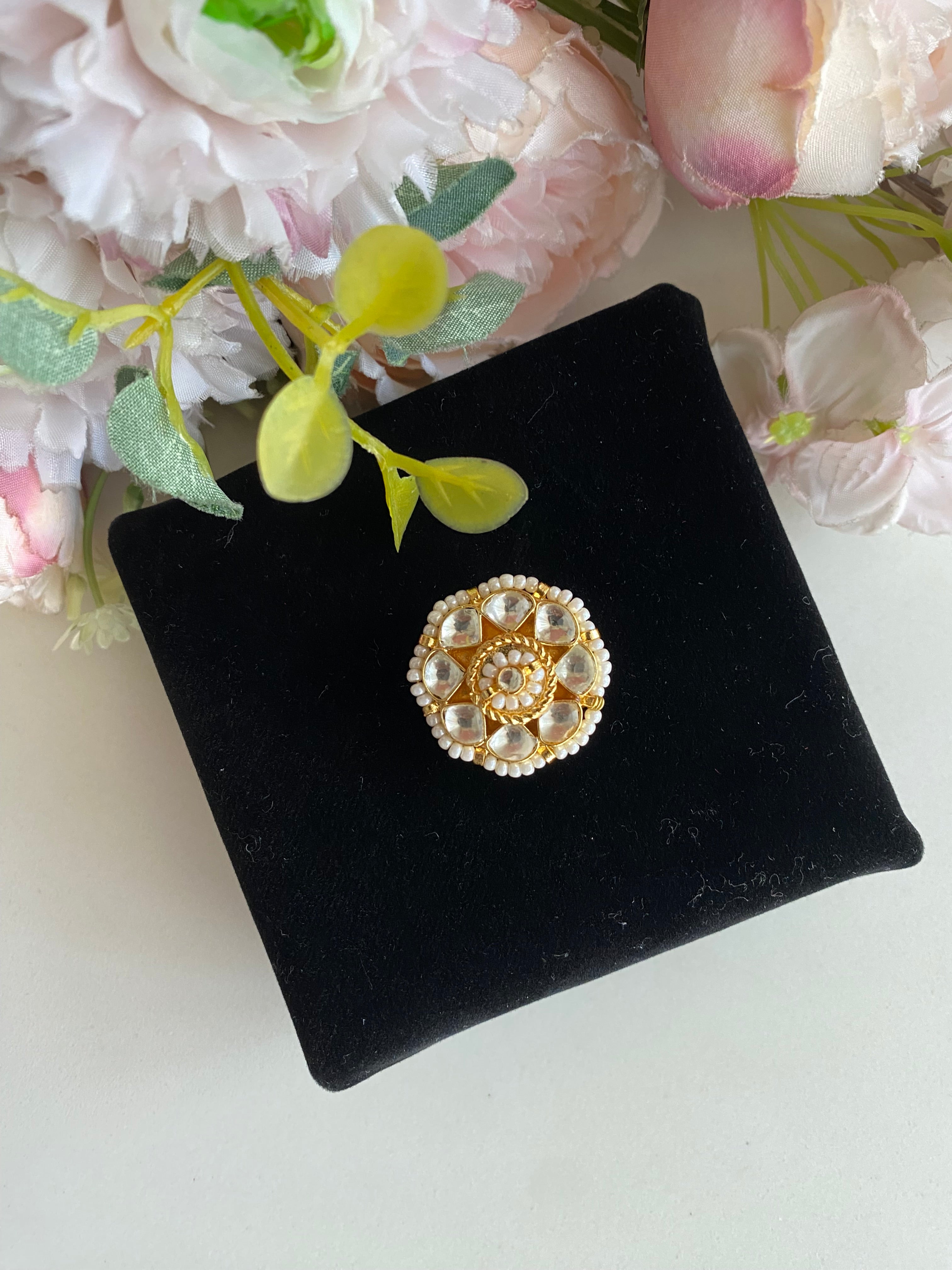 Gold plated Kundan Ring