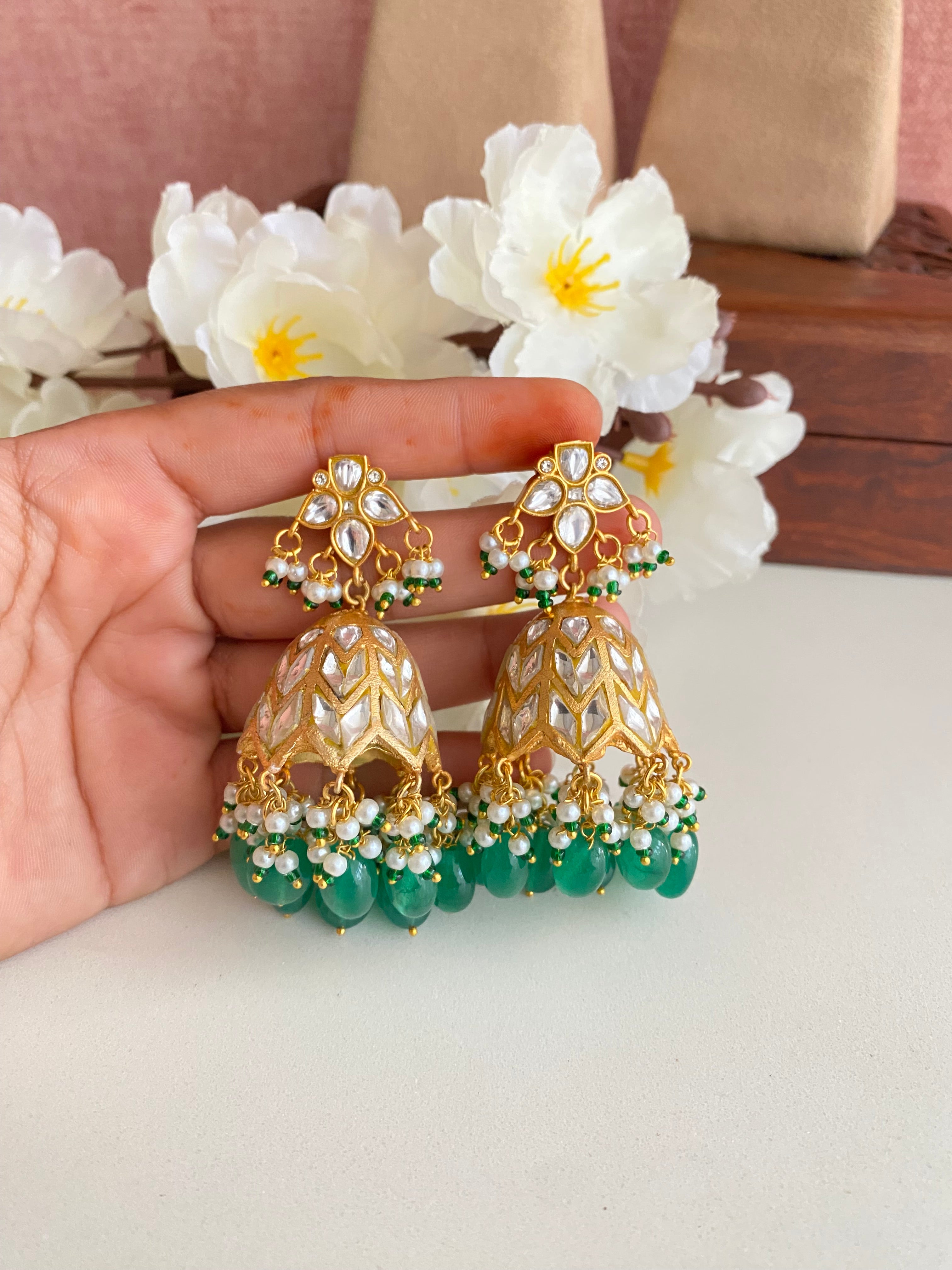 Gold Plated Kundan Jhumka
