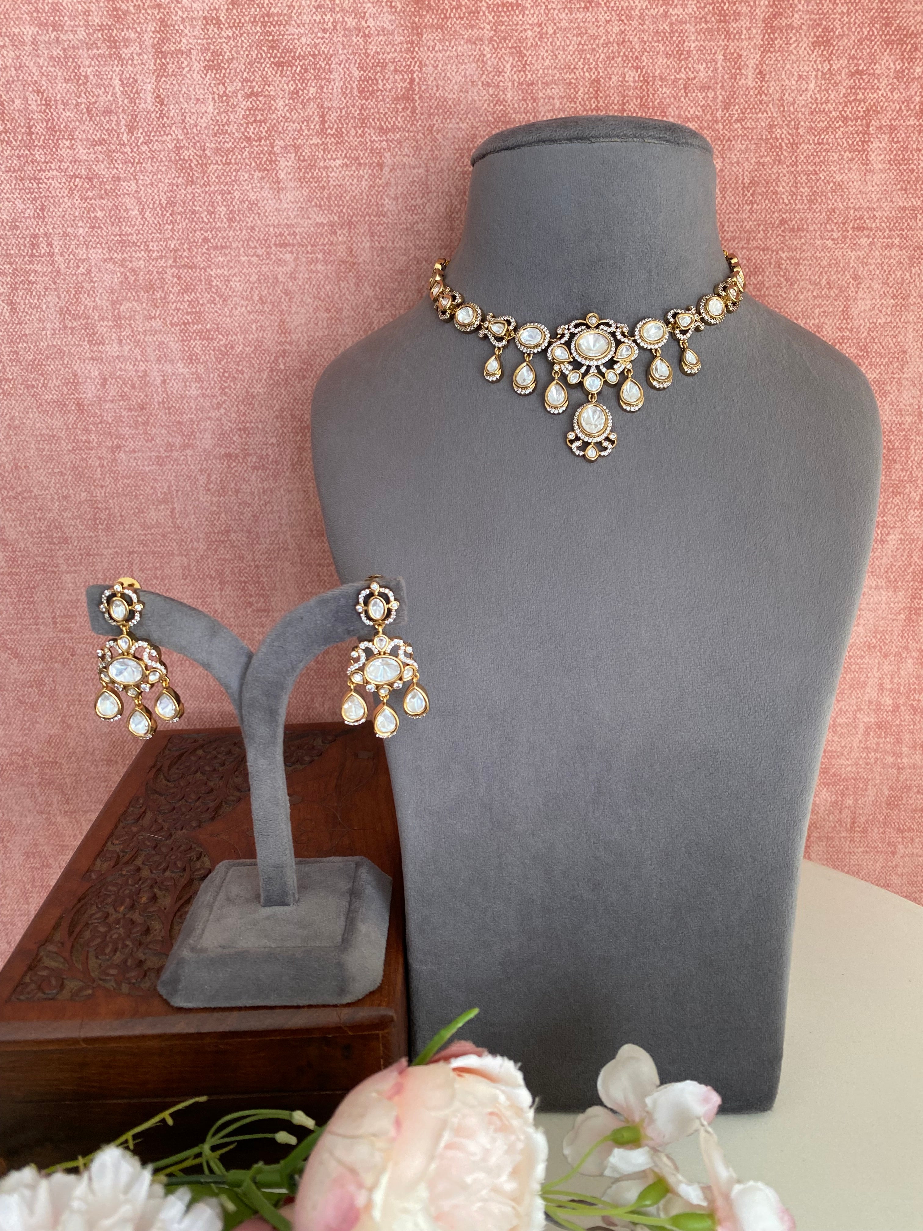 Moissanite Polki Necklace Set