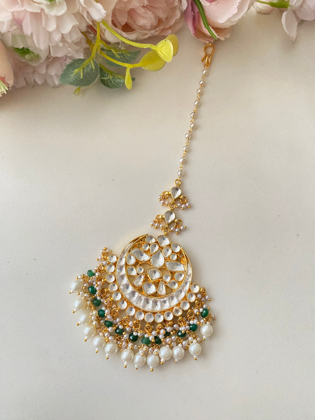 Gold Plated Multi Kundan Tikka