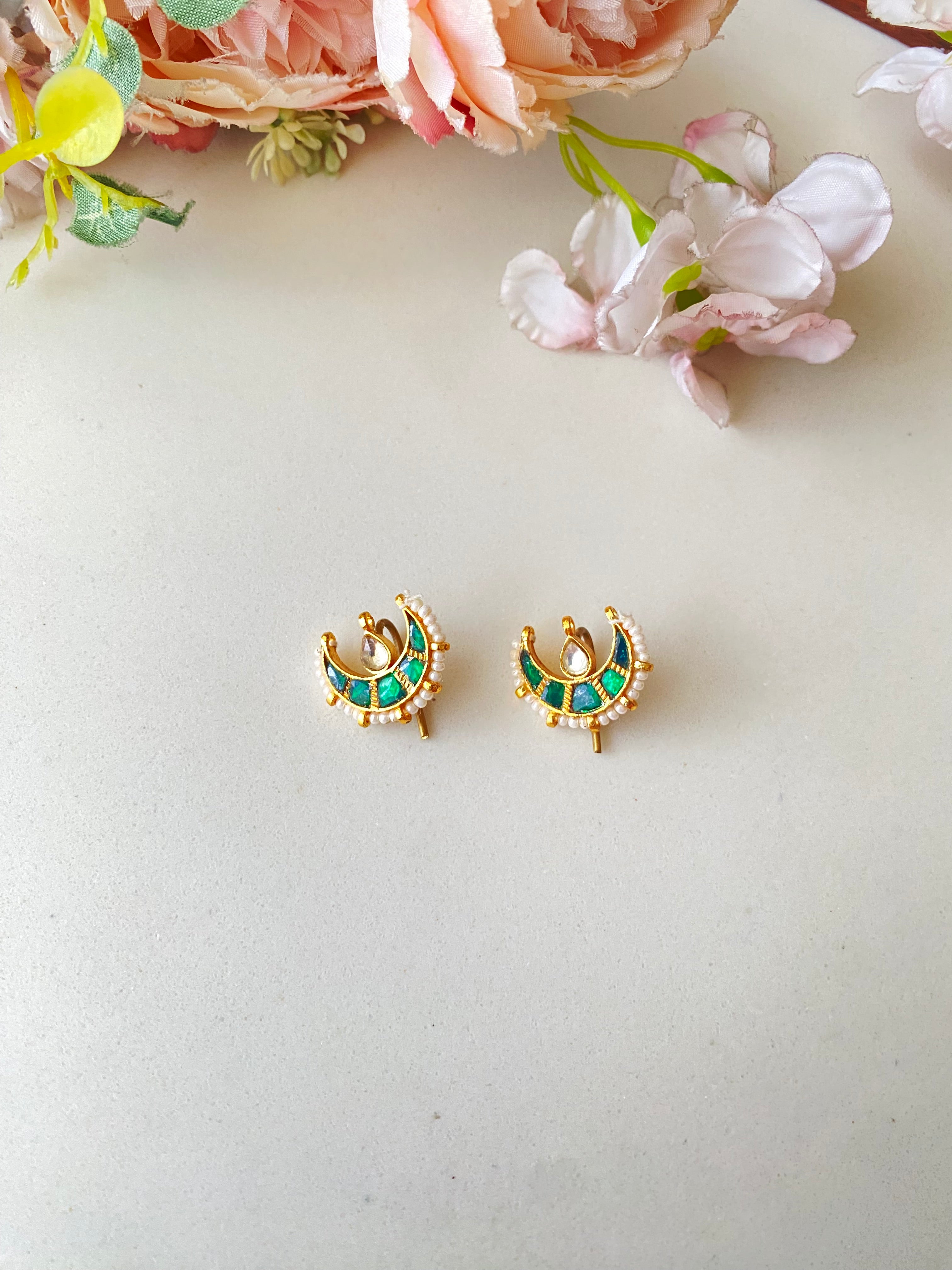 Kundan Green braid pin