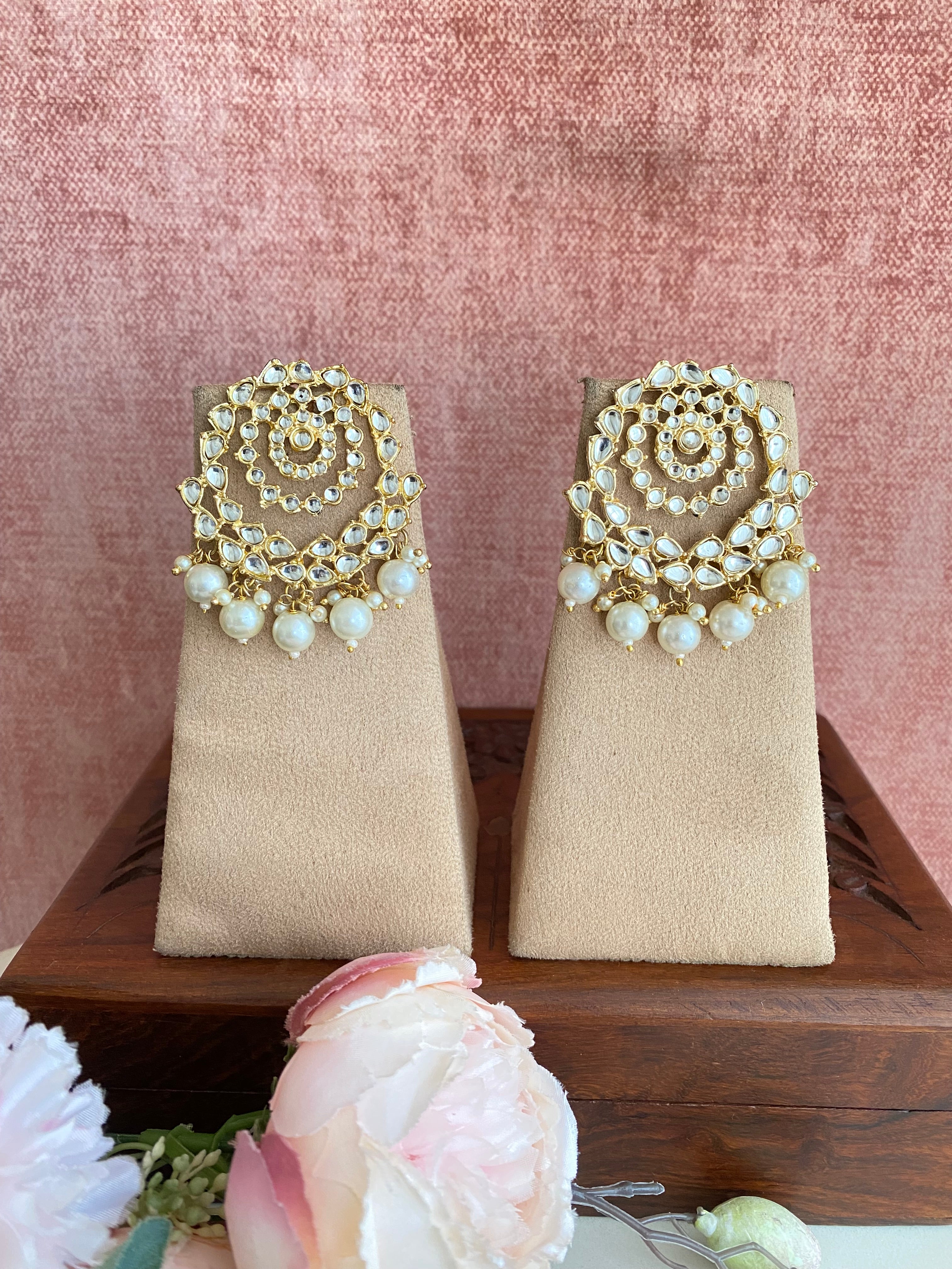 Gold plated Kundan Chandbaali