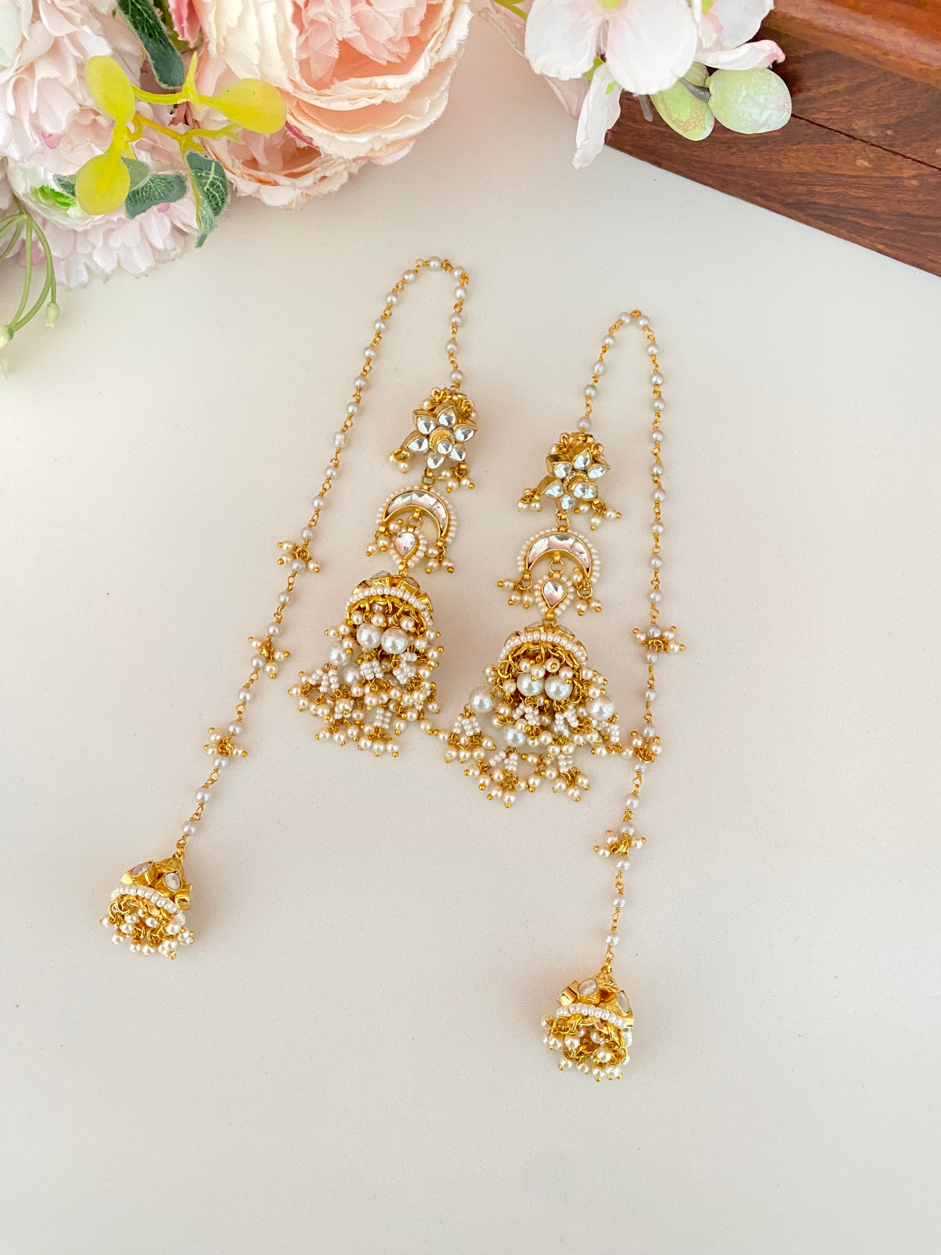 Gold plated Kundan Kashmiri Jhumka