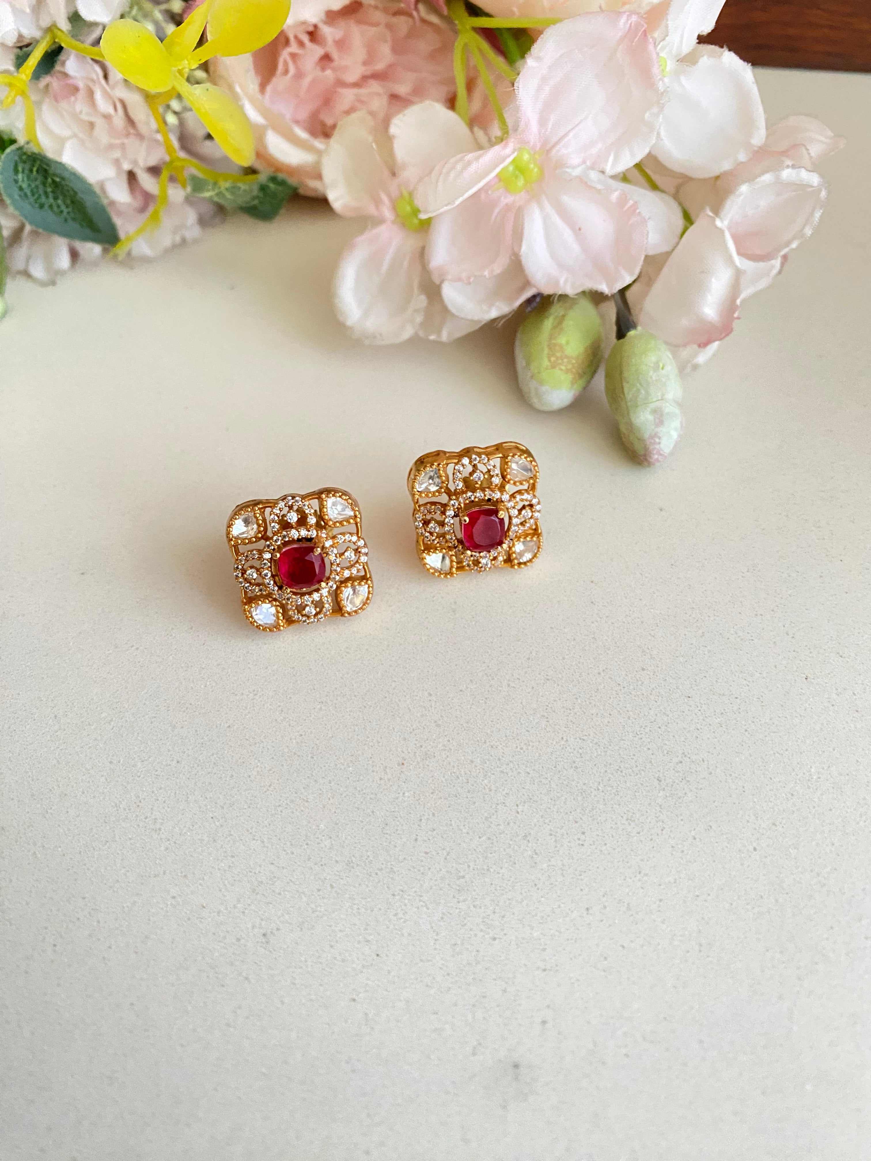 Gold plated Moissanite Studs
