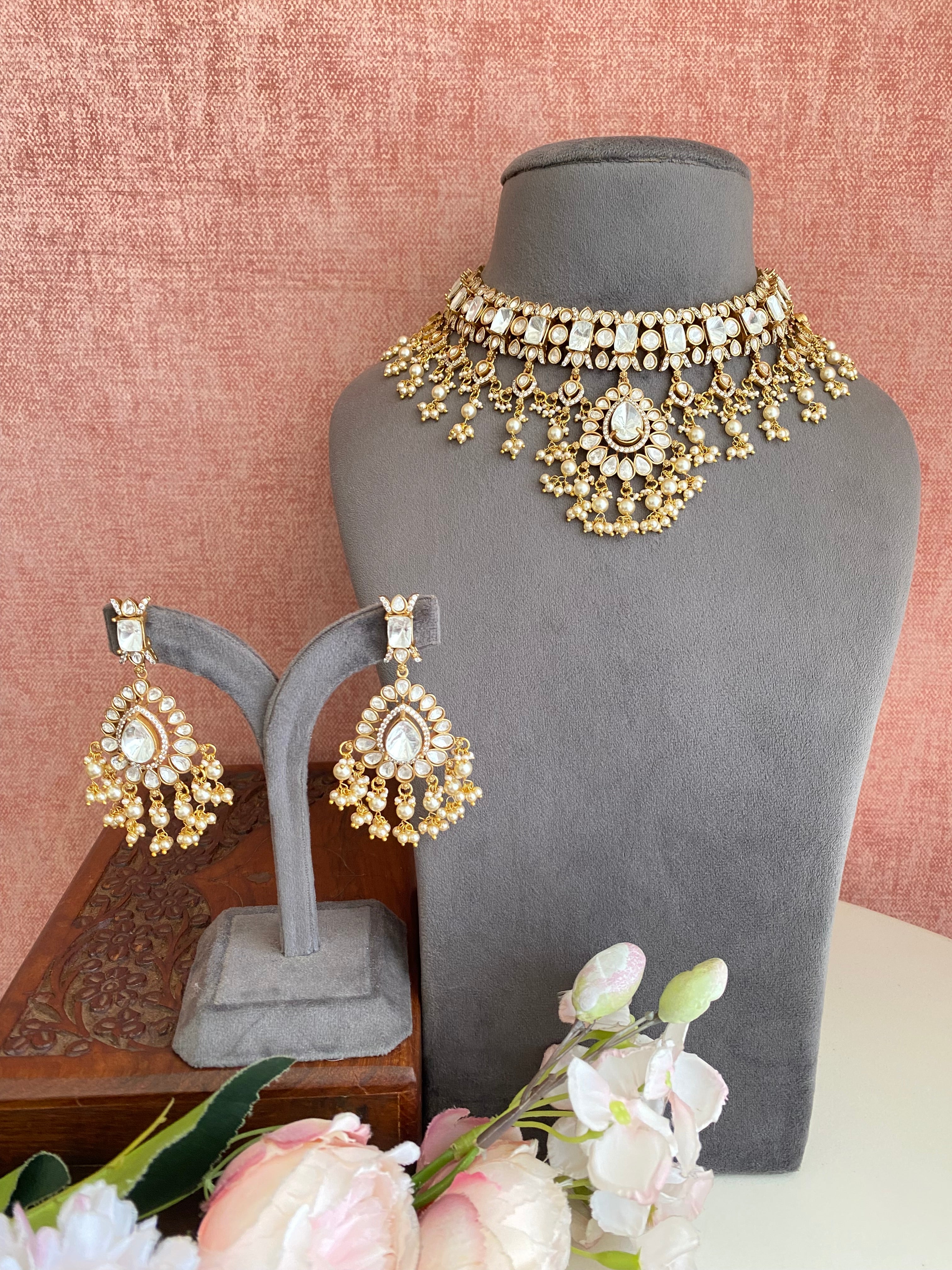 Moissanite Polki Necklace Set