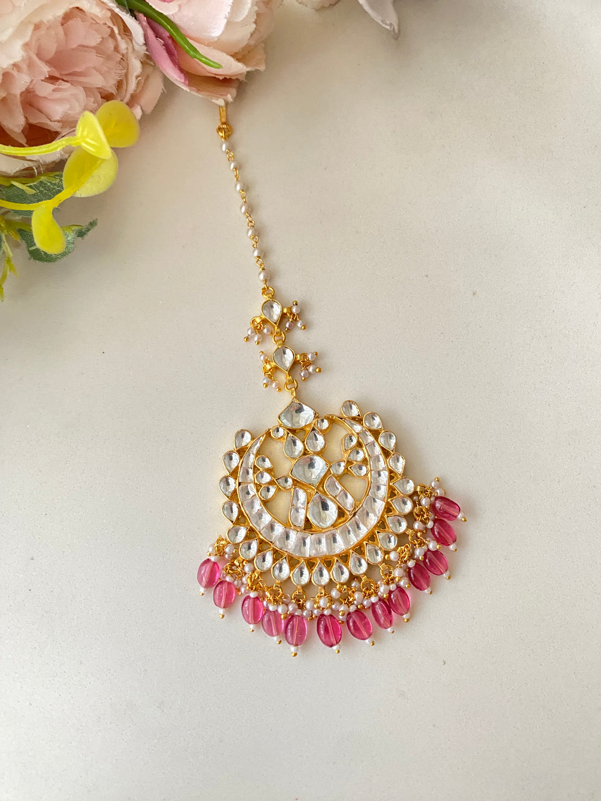Gold Plated Multi Kundan Tikka