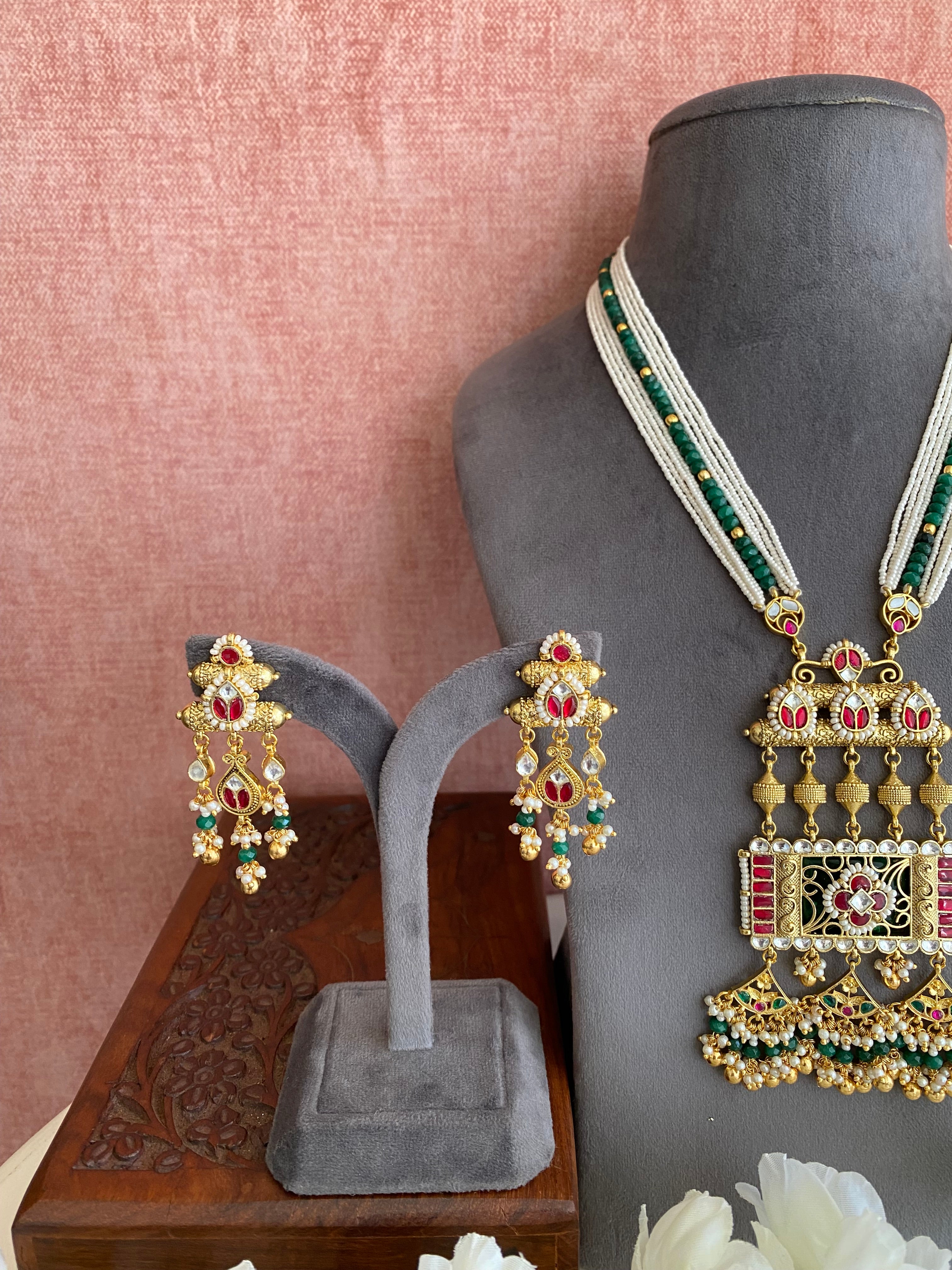 Gold Plated Kundan Long Necklace Set