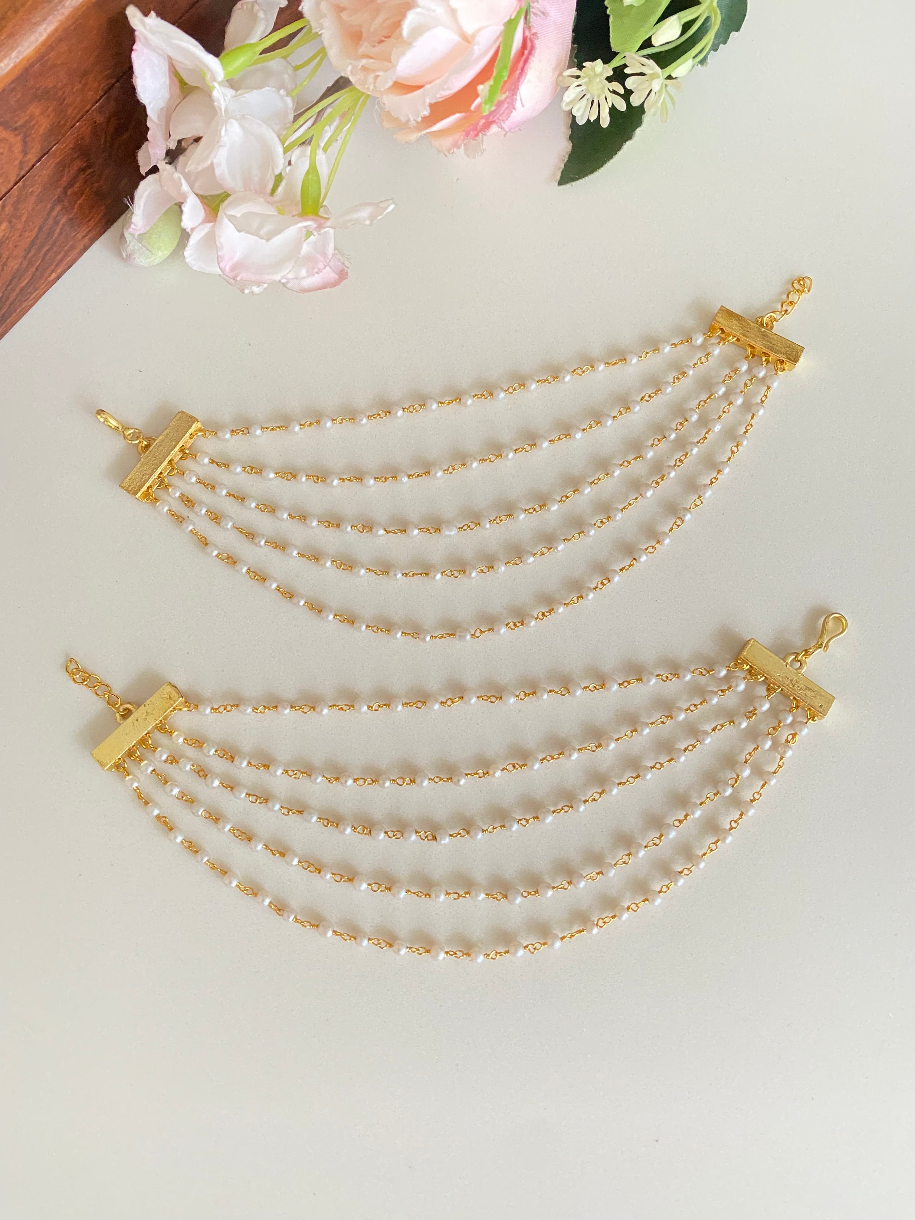 Gold plated Pearl ear chain