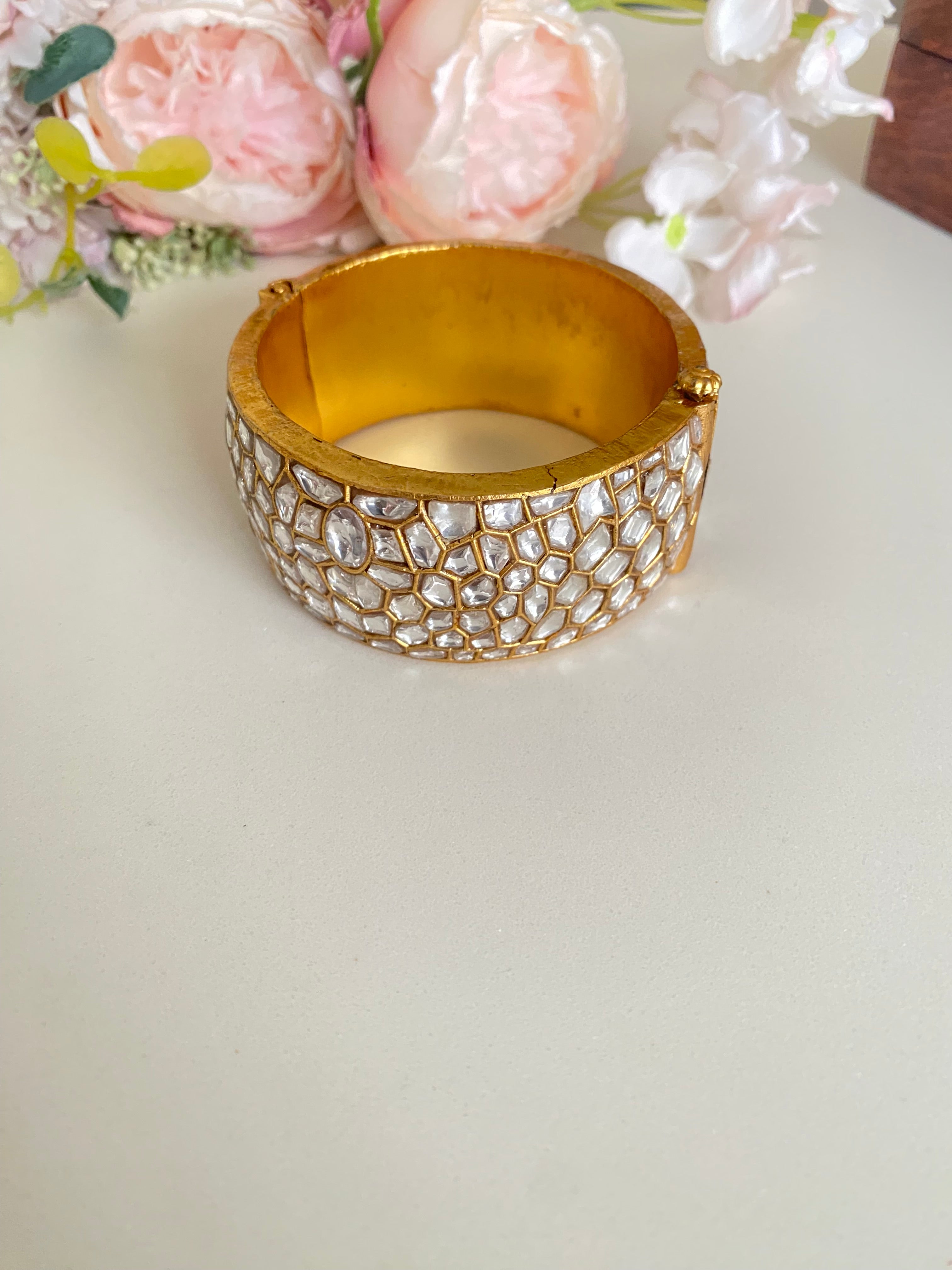 Gold Plated Kundan kada