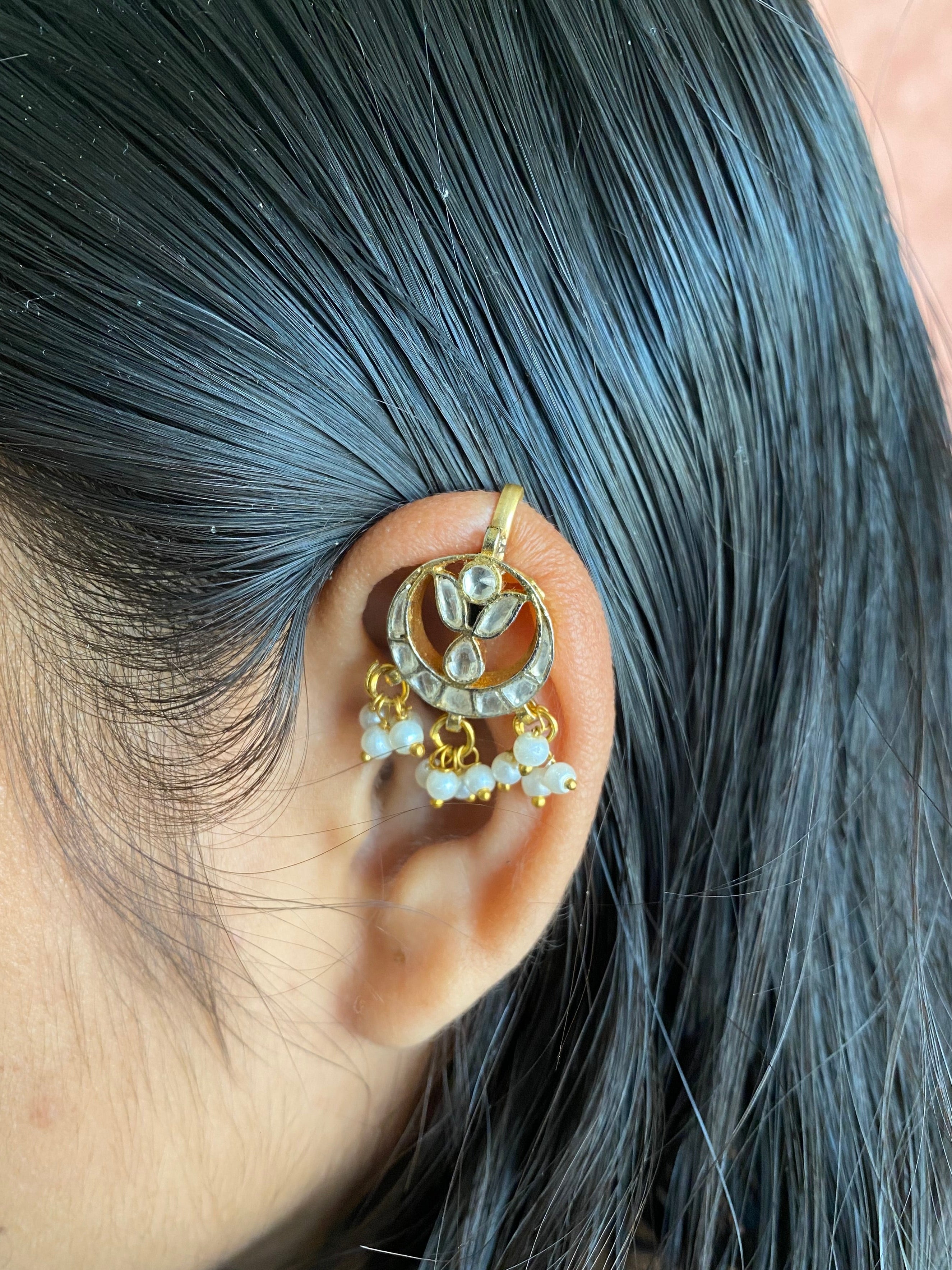 Gold plated Kundan Ear Cuff