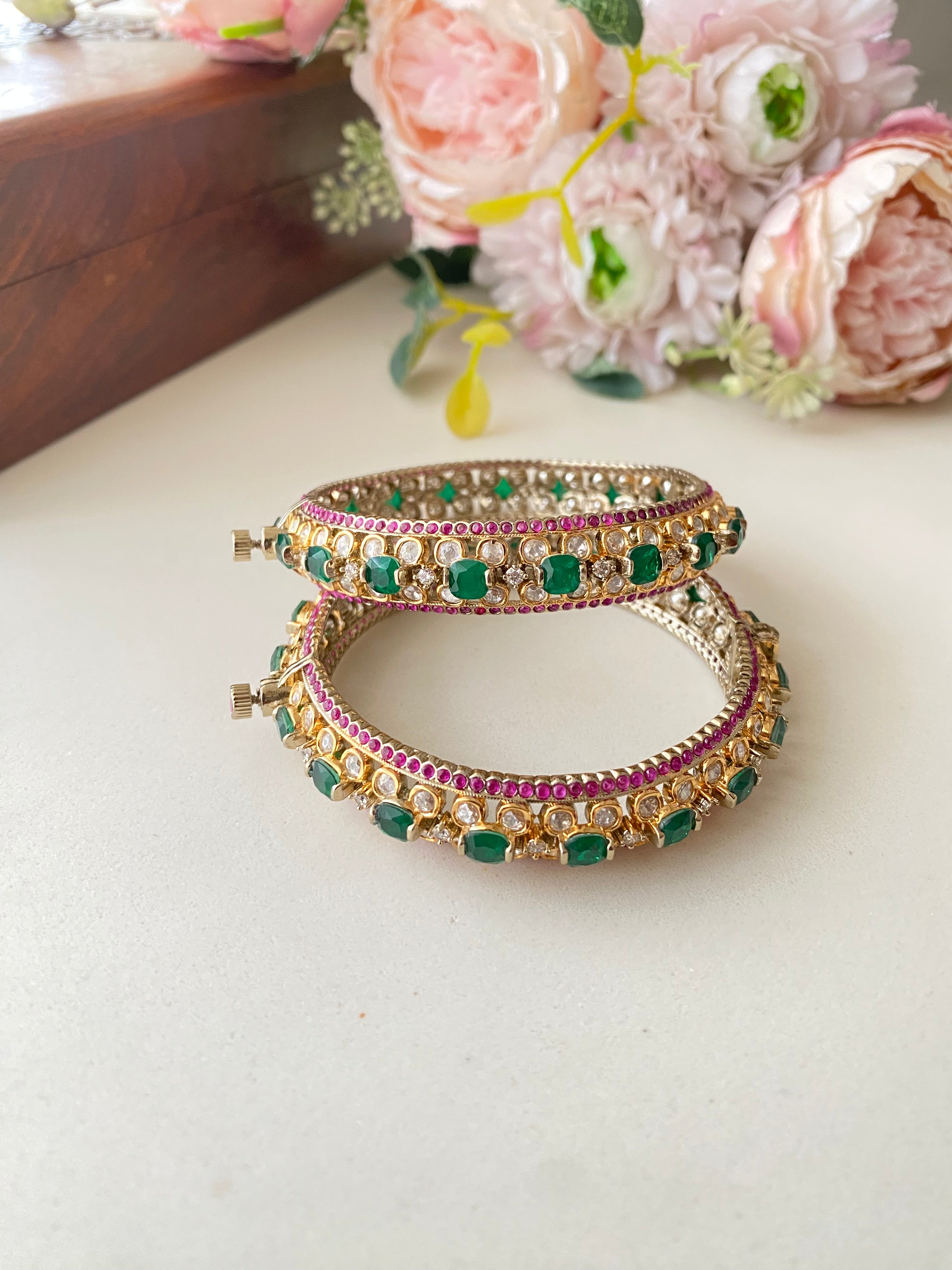 Gold plated Moissanite Bangles