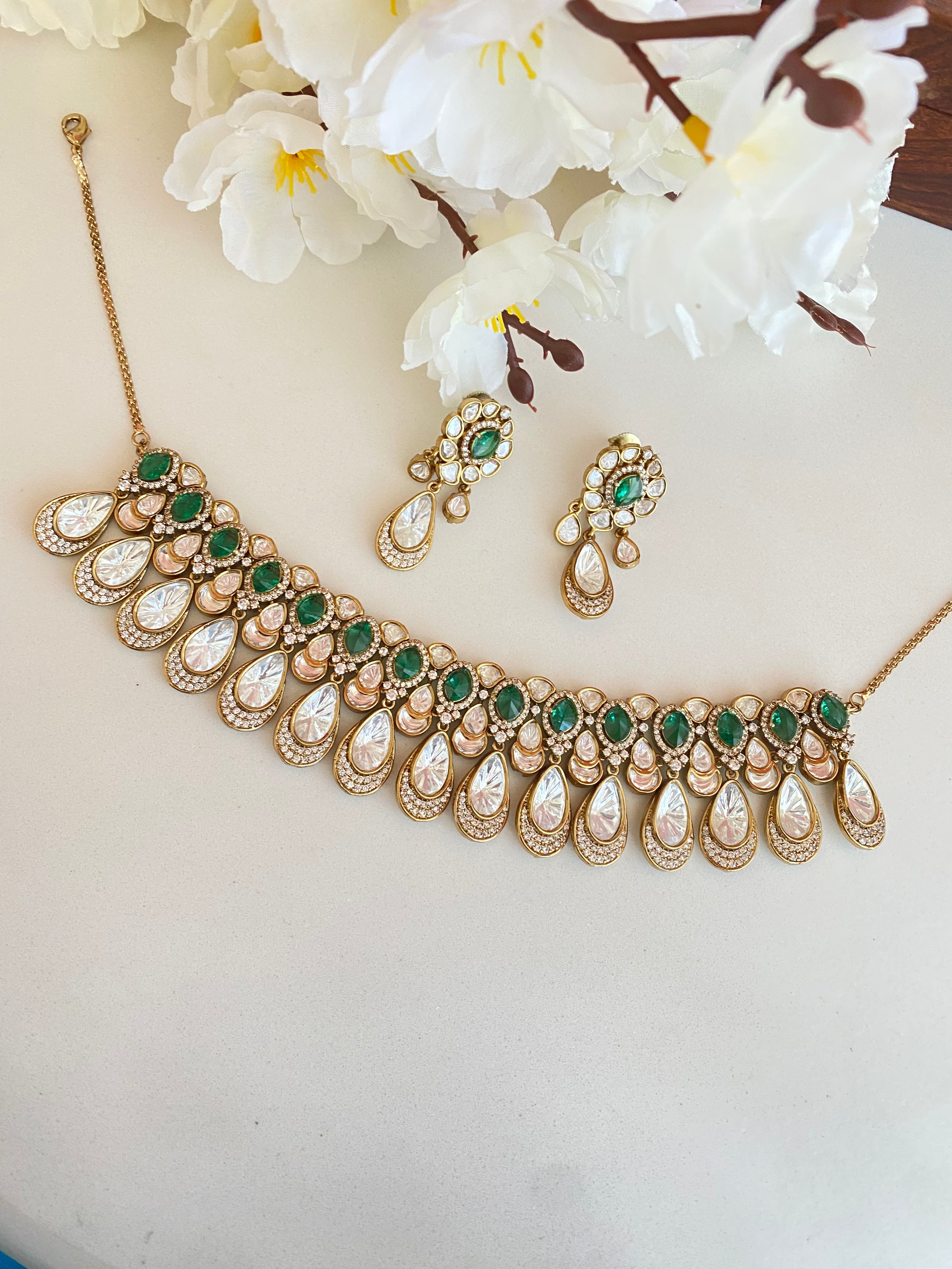 Polki Green Choker Set