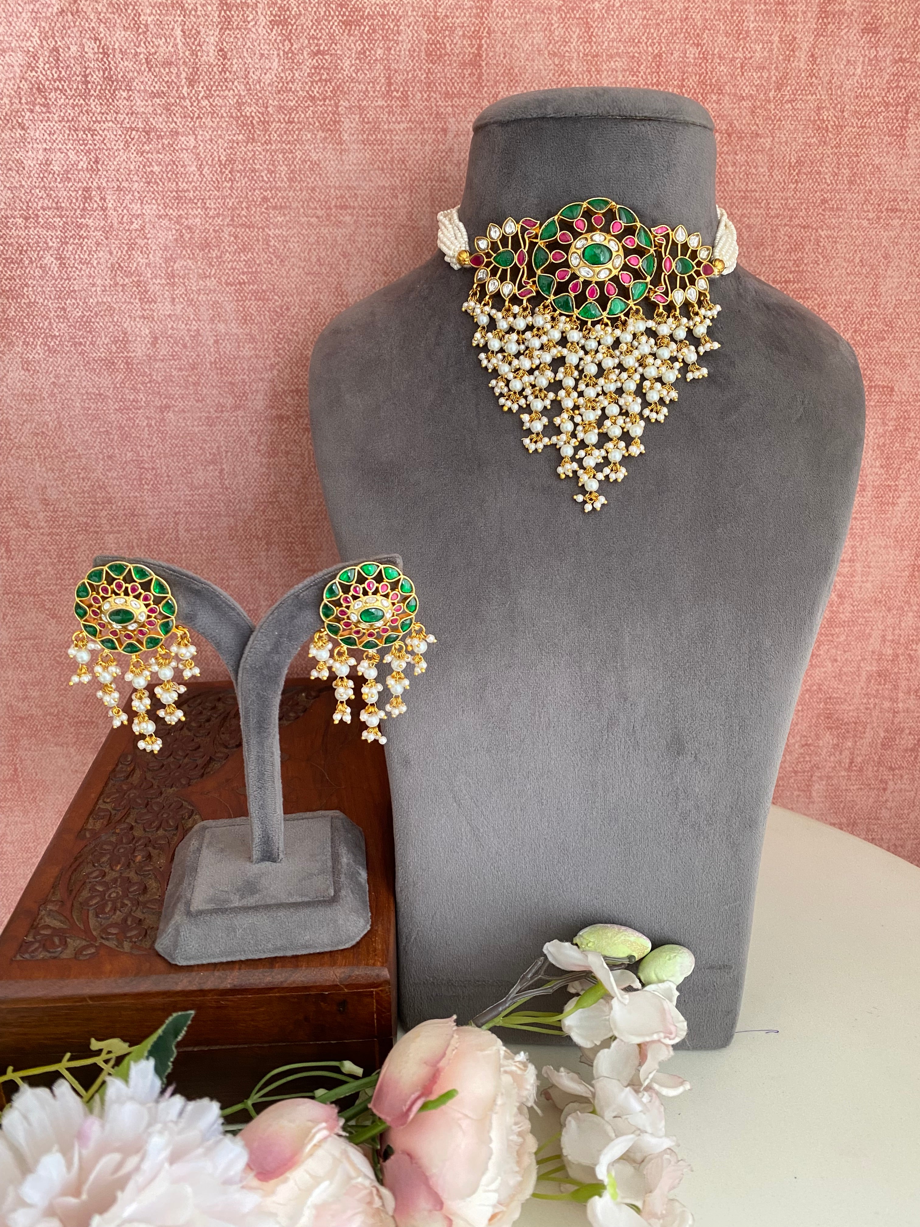 Multi coloured Kundan Choker Set