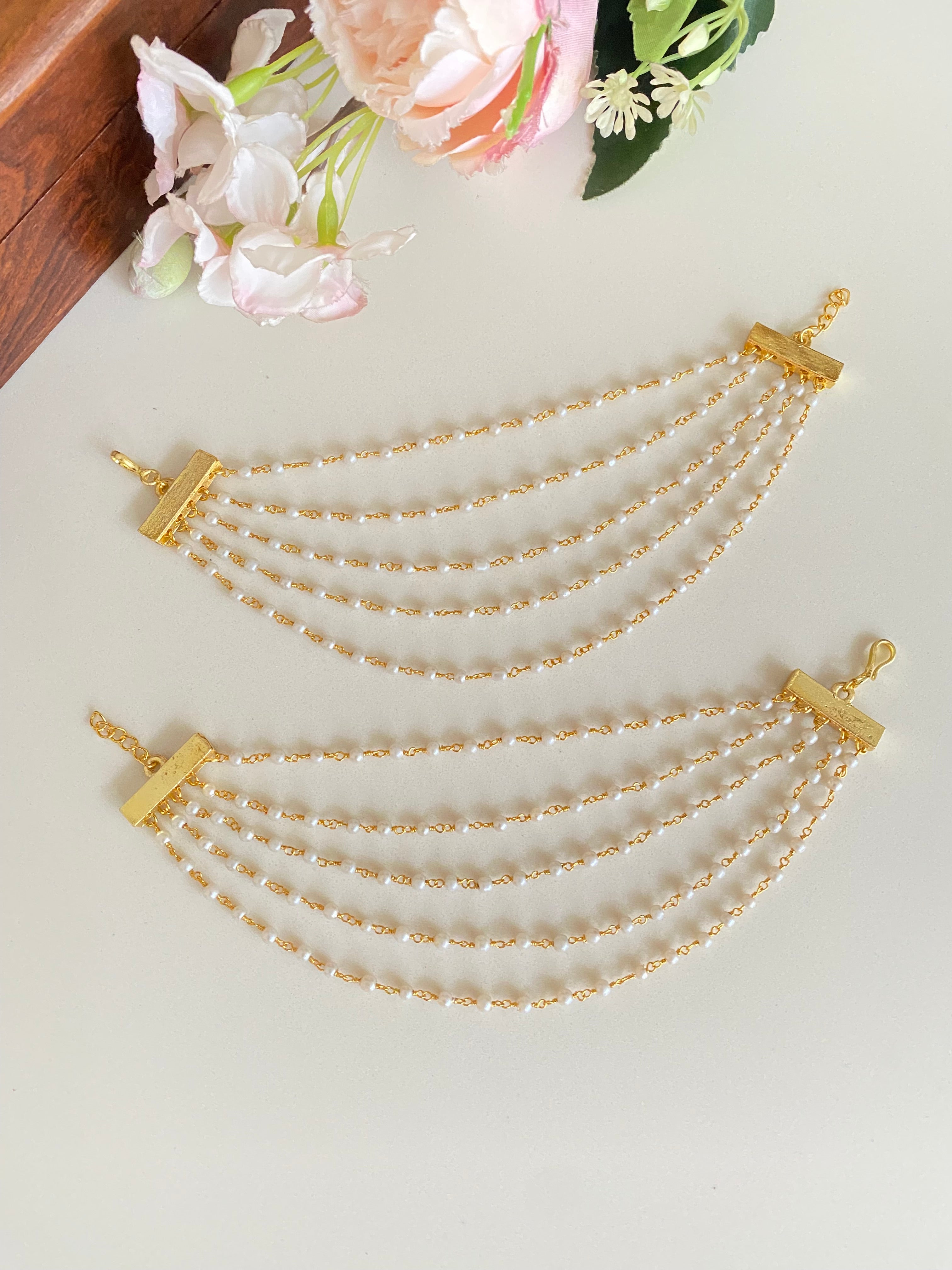 Gold plated Pearl ear chain