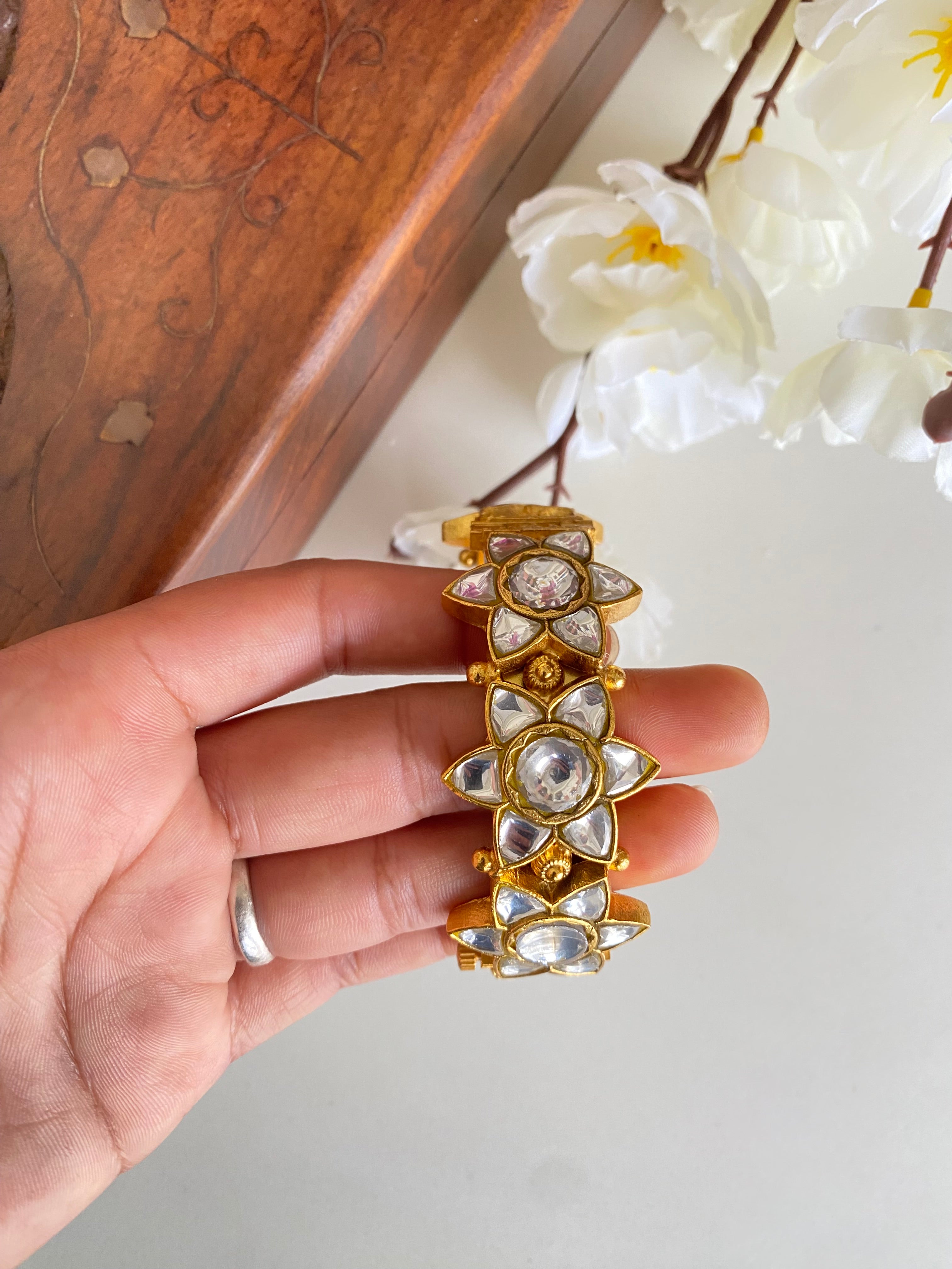 Gold Plated Kundan kada