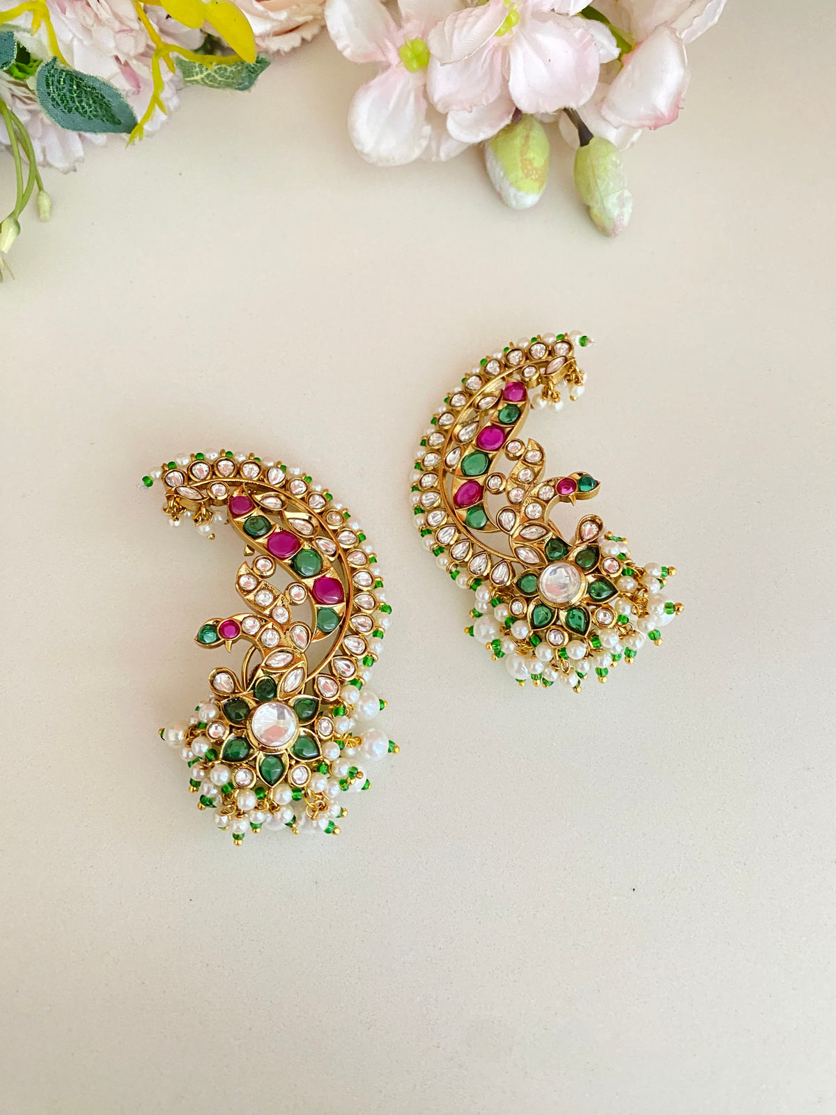 Gold plated Kundan Ear Cuff