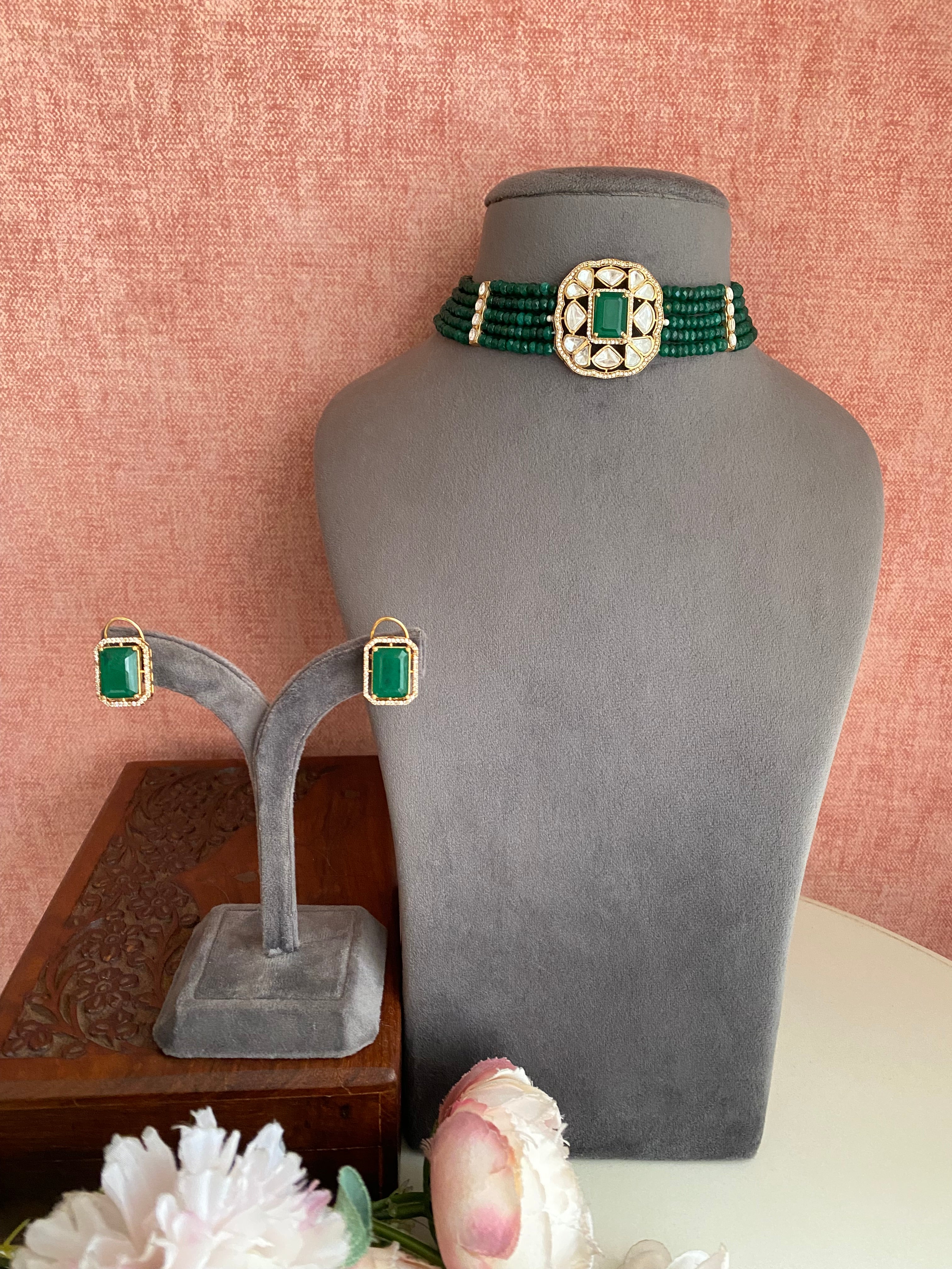 Moissanite Green Choker Set