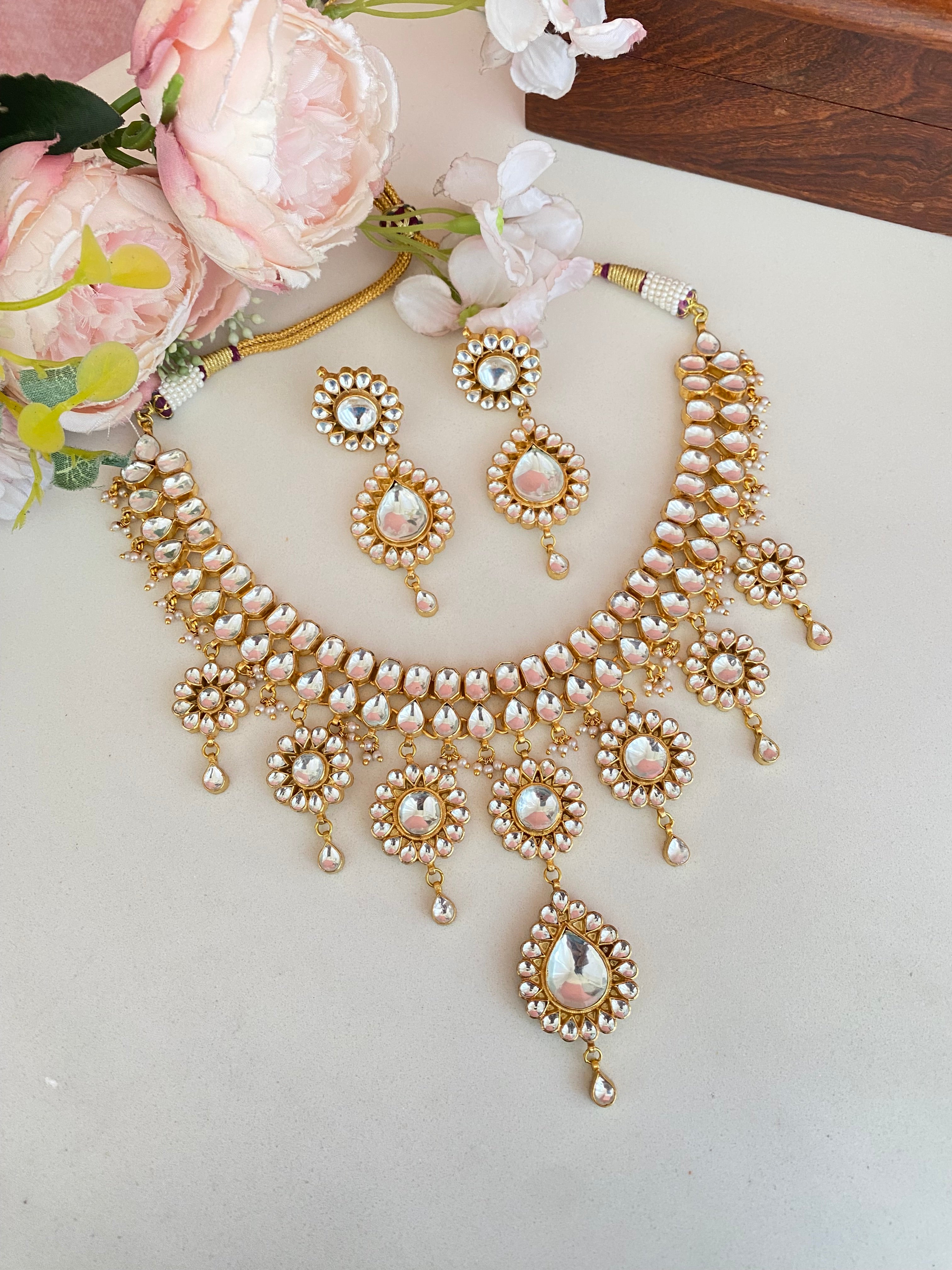Gold Plated Kundan Necklace Set