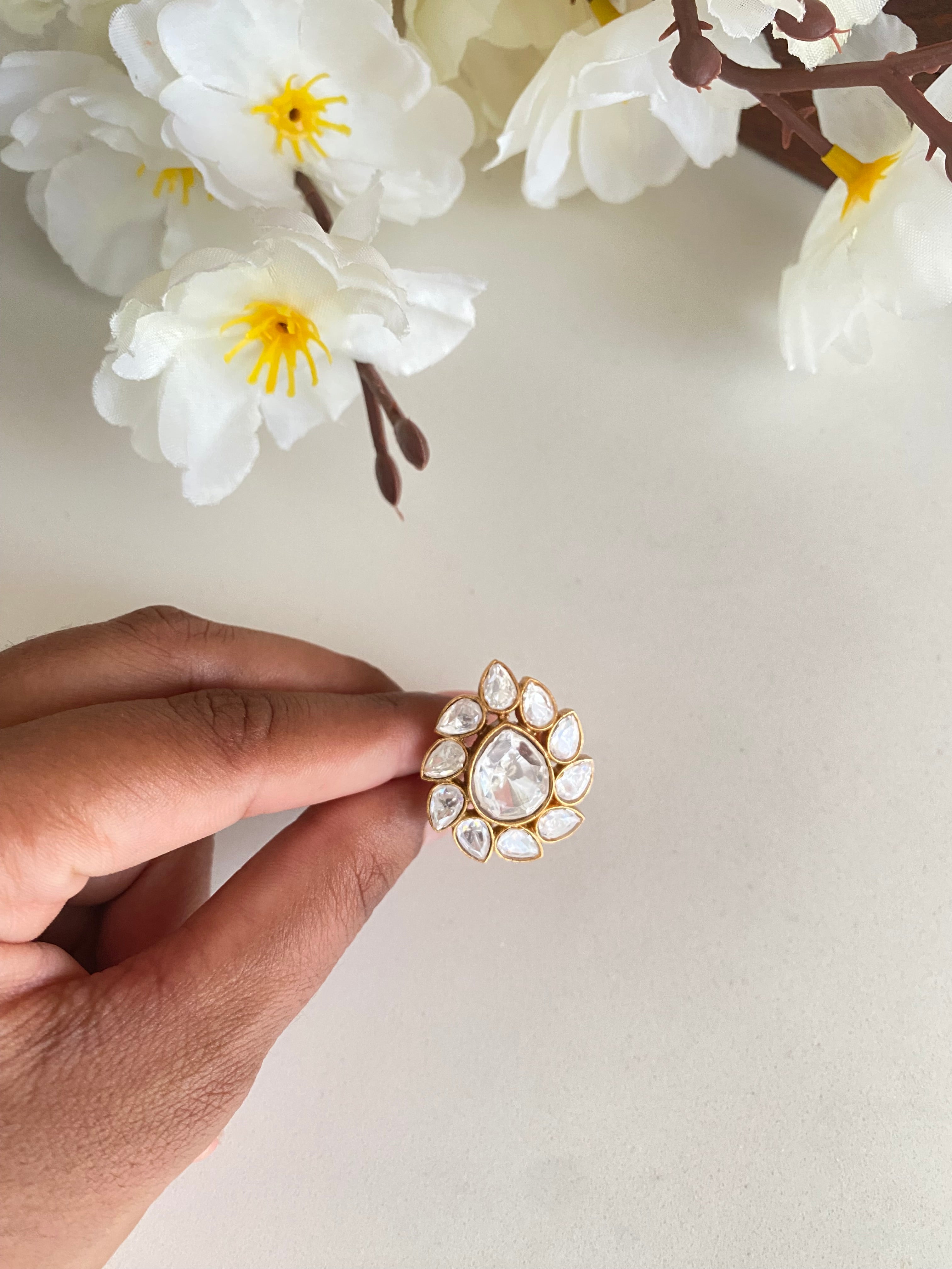 Moissanite Polki Ring