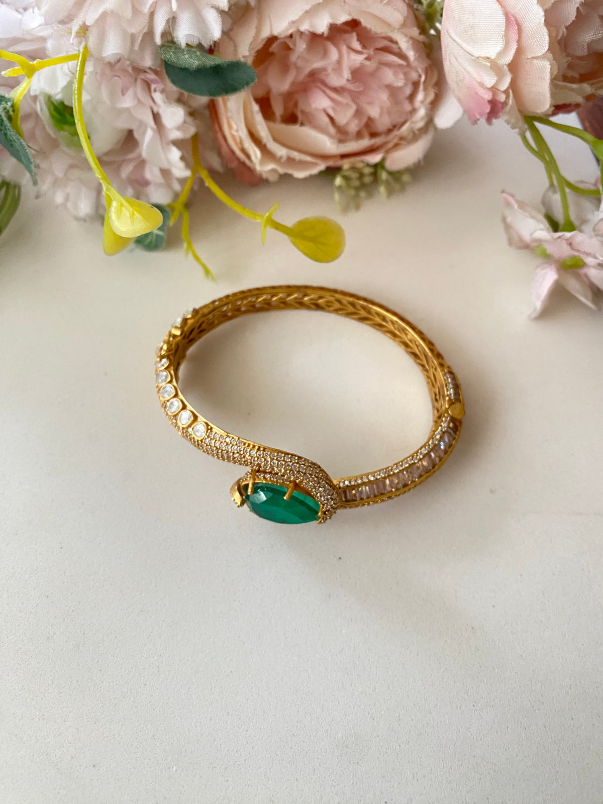 Gold plated Moissanite green Bracelet