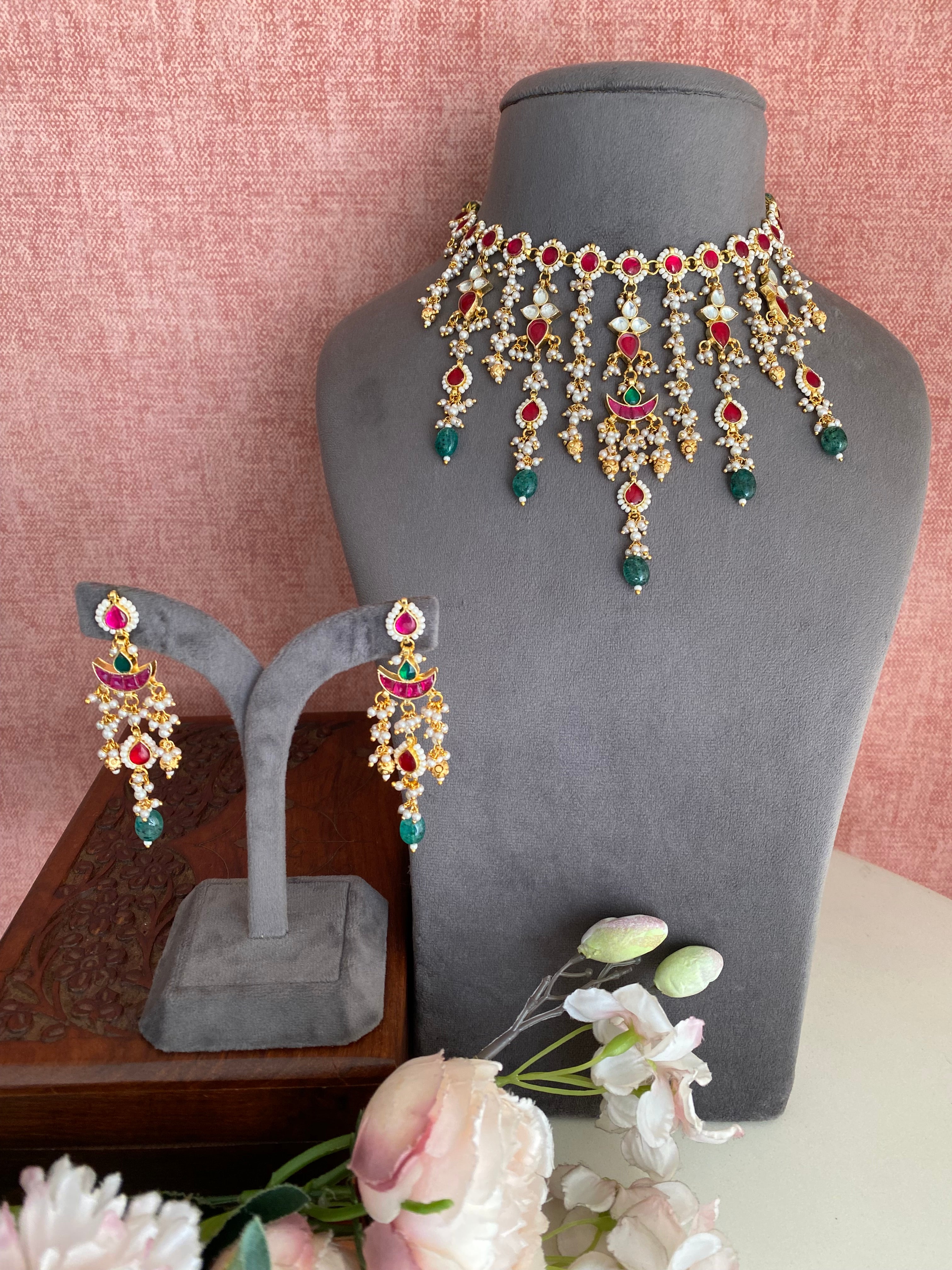 Gold Plated Kundan Necklace Set