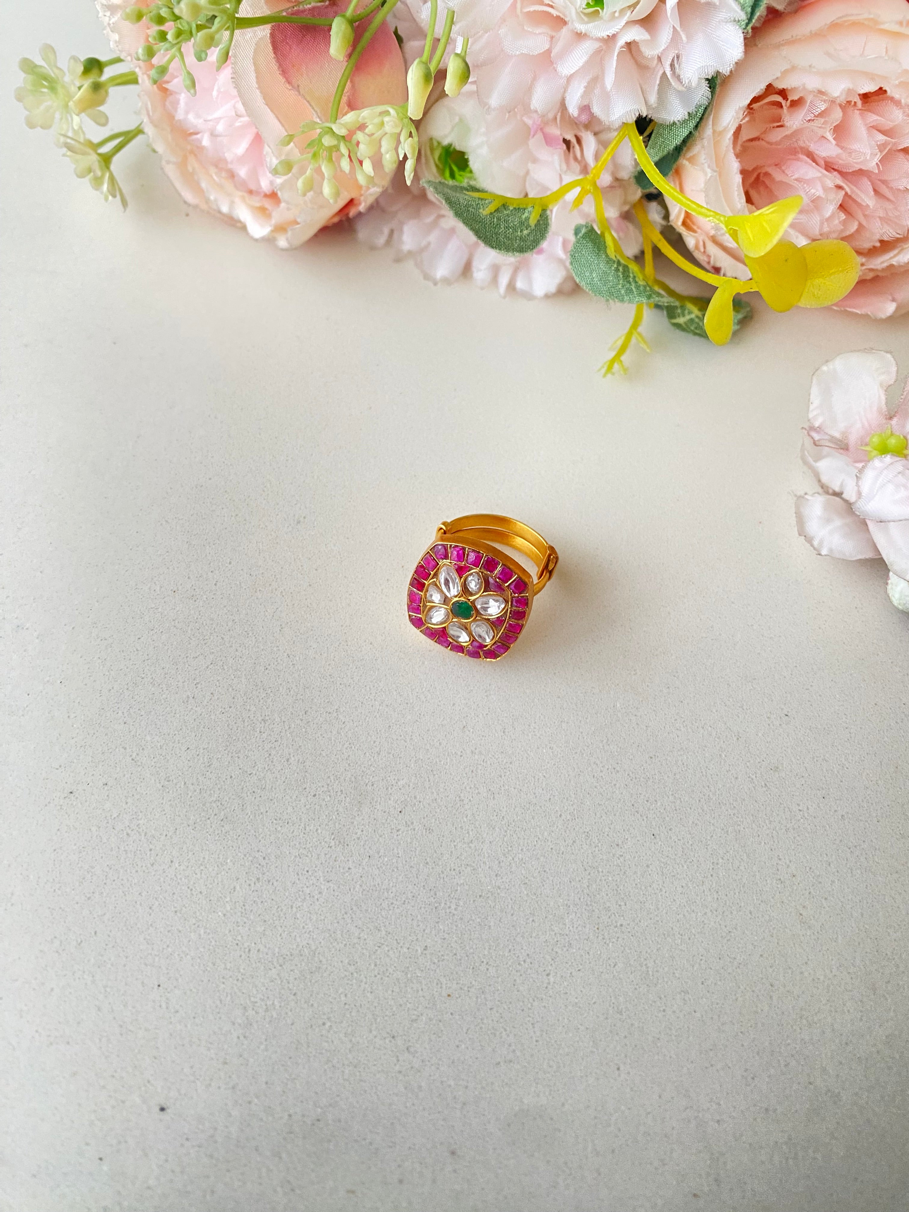 Gold plated Kundan Ring