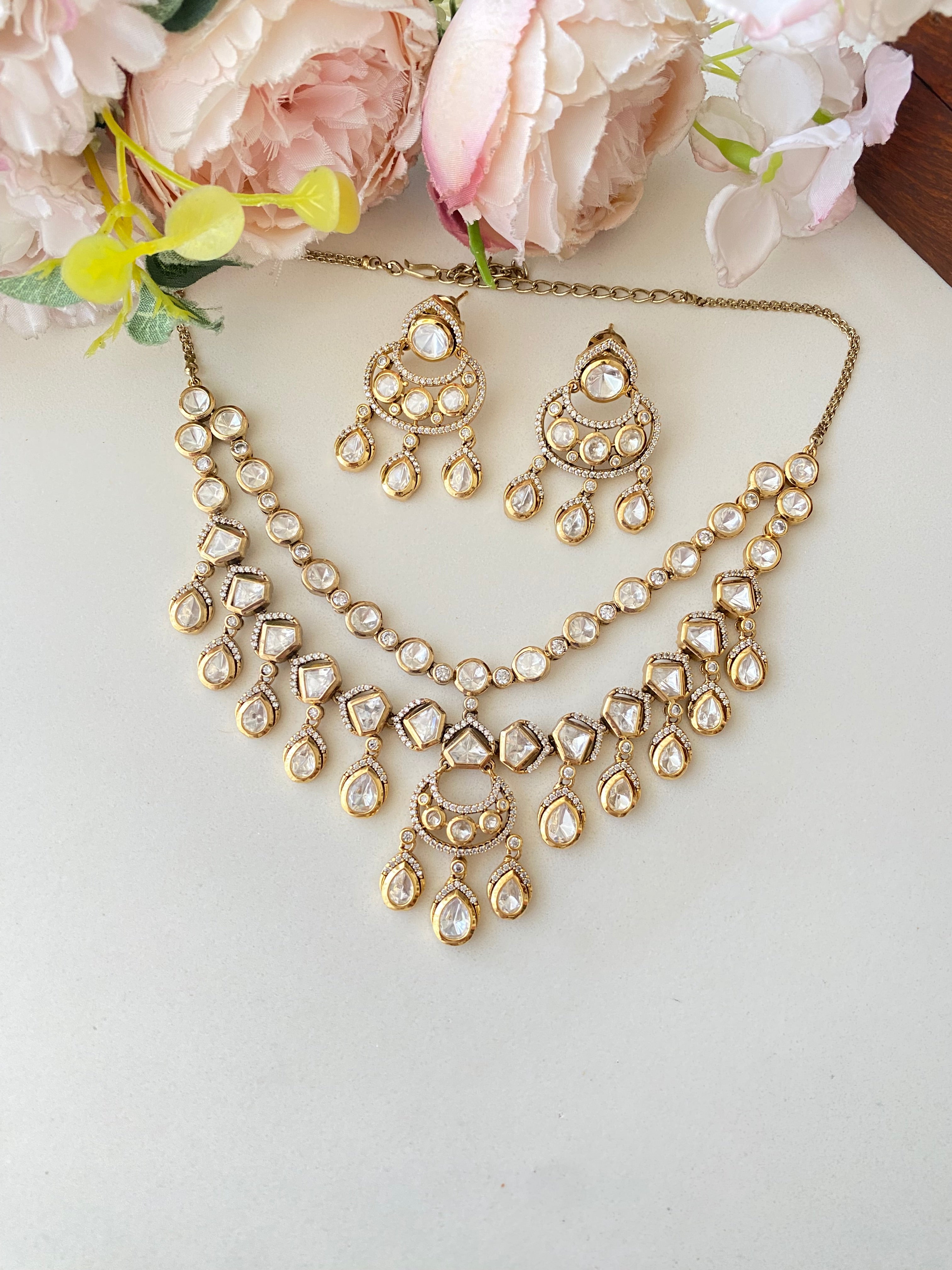 Moissanite Polki Necklace Set