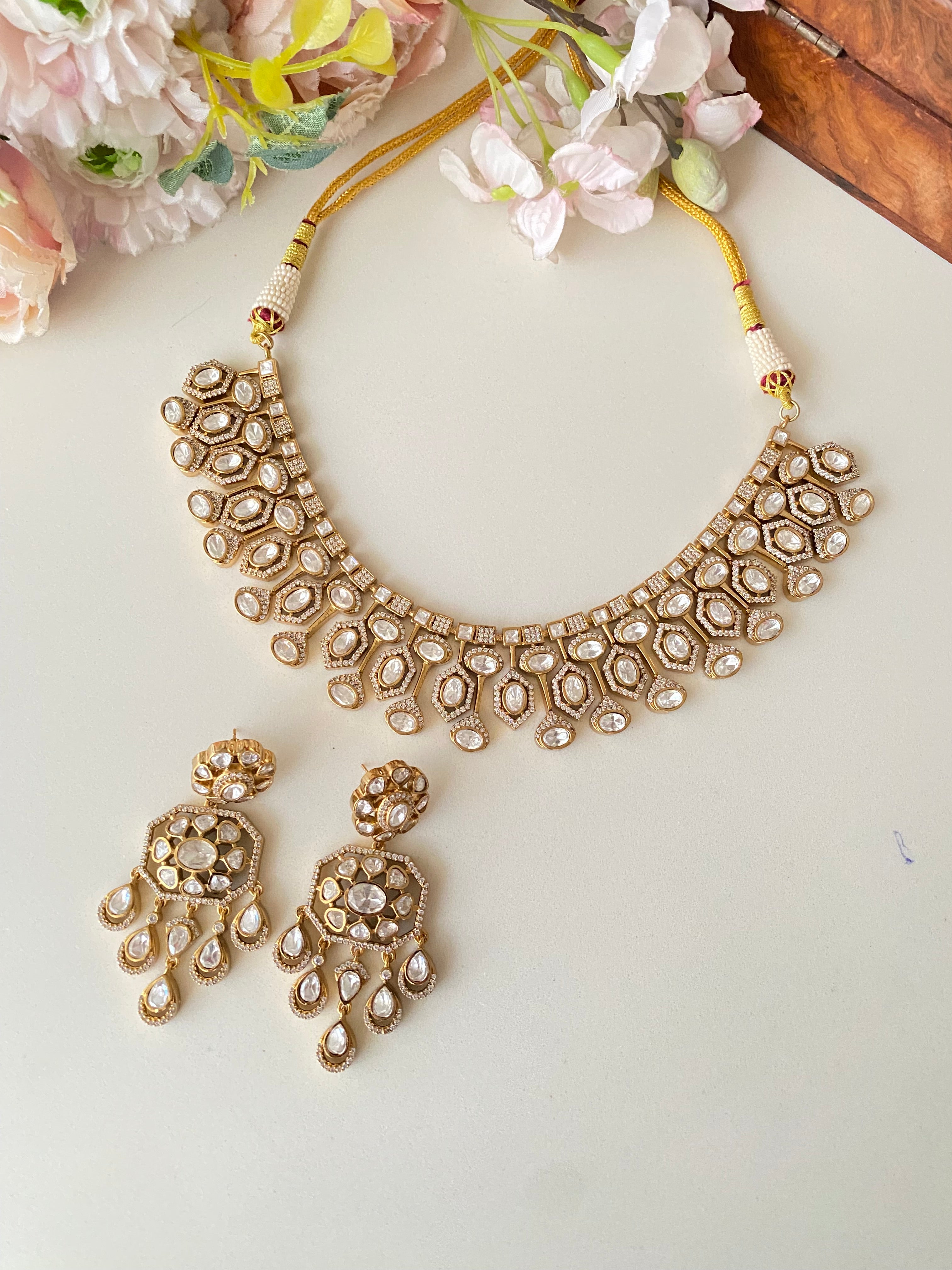 Moissanite Polki Necklace Set