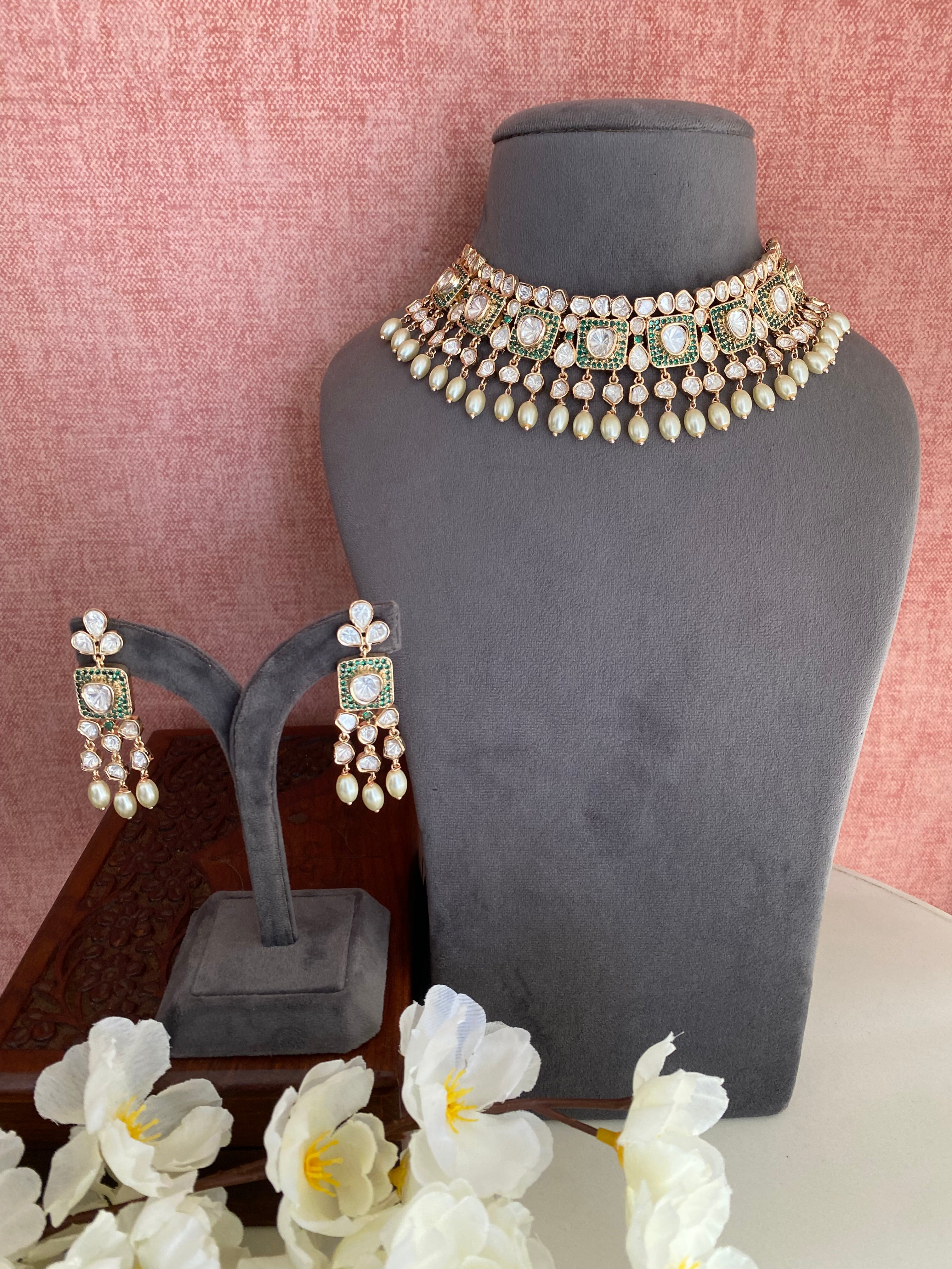 Gold plated Moissanite Necklace Set