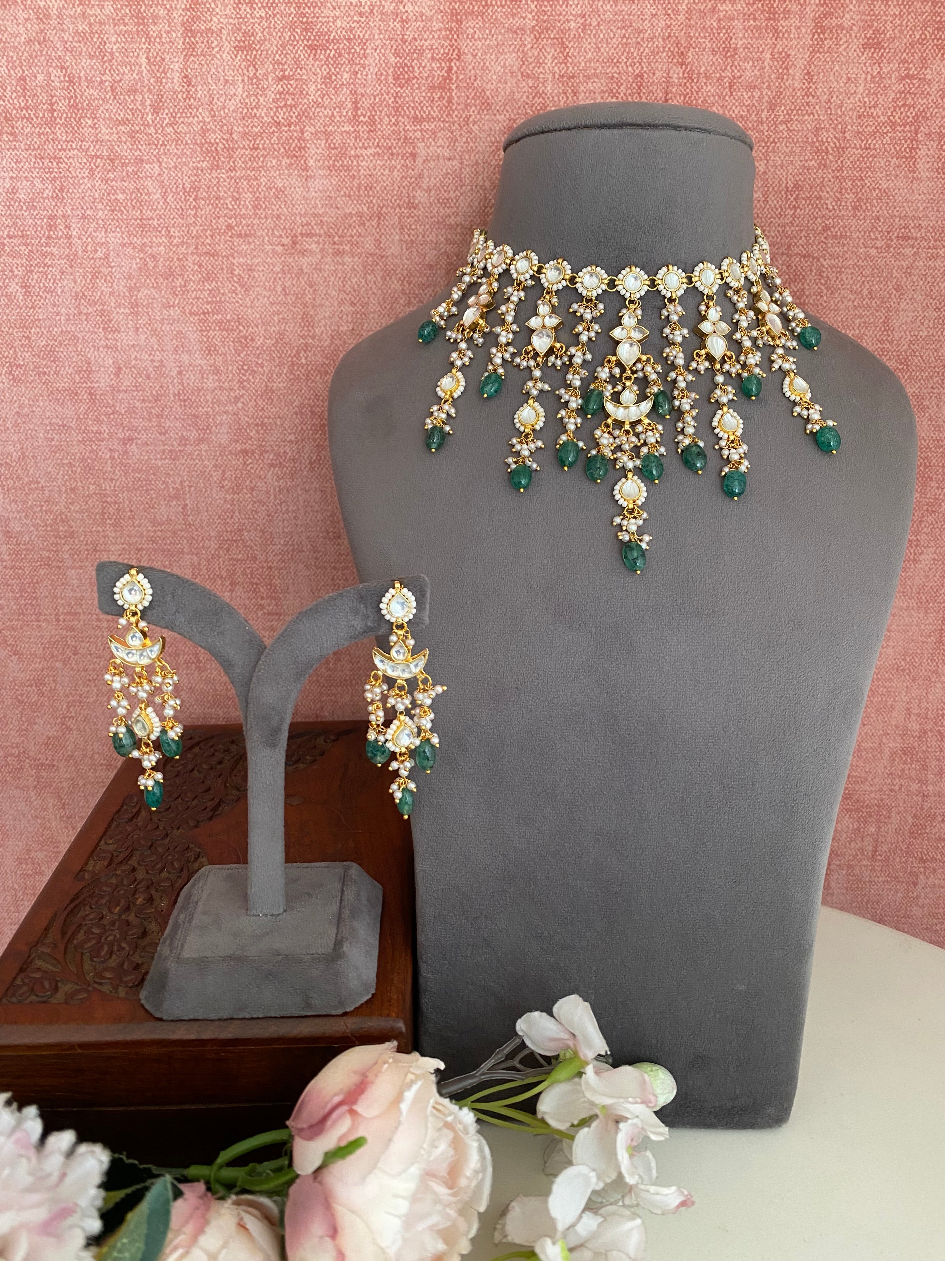 Gold Plated Kundan Necklace Set
