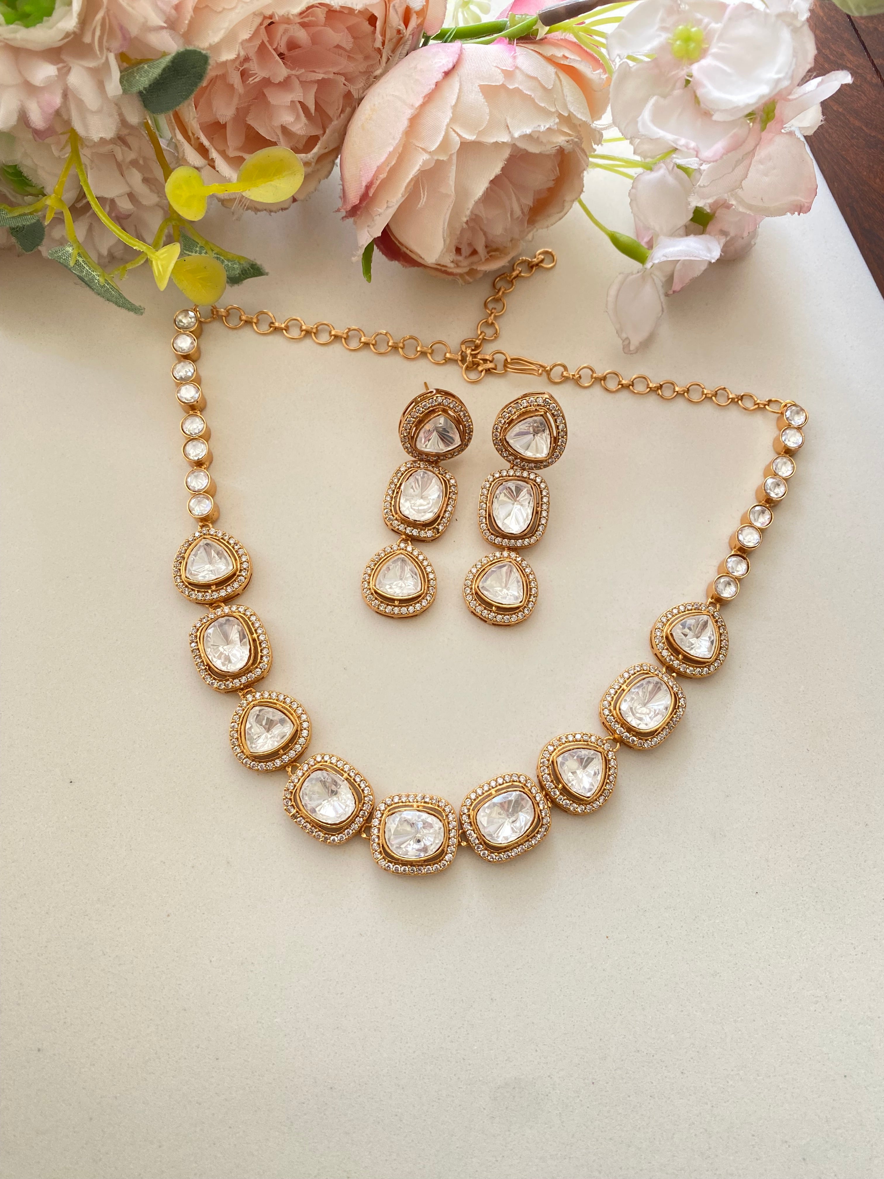 Moissanite Polki Necklace Set