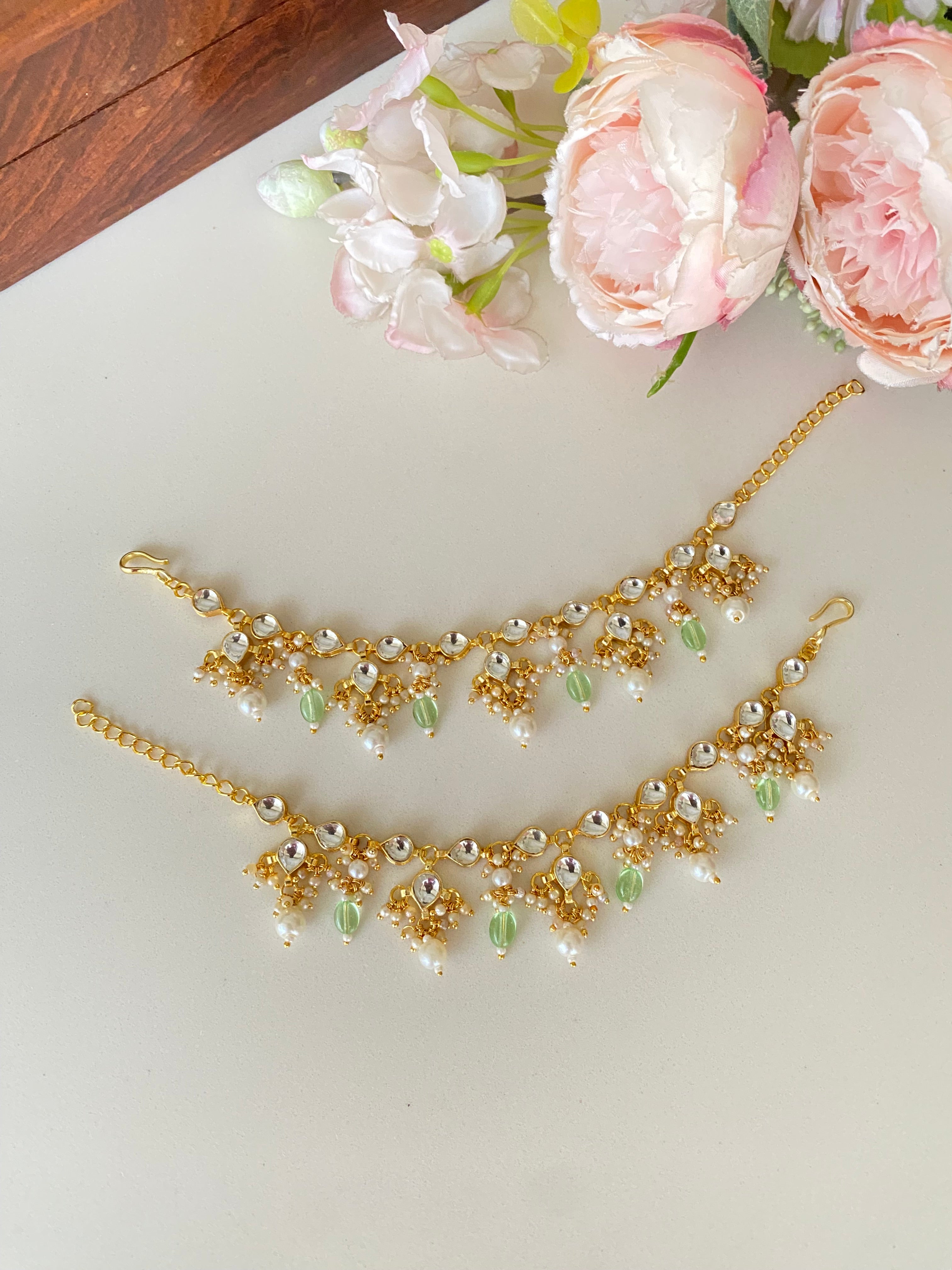 Gold plated Kundan Ear Chain