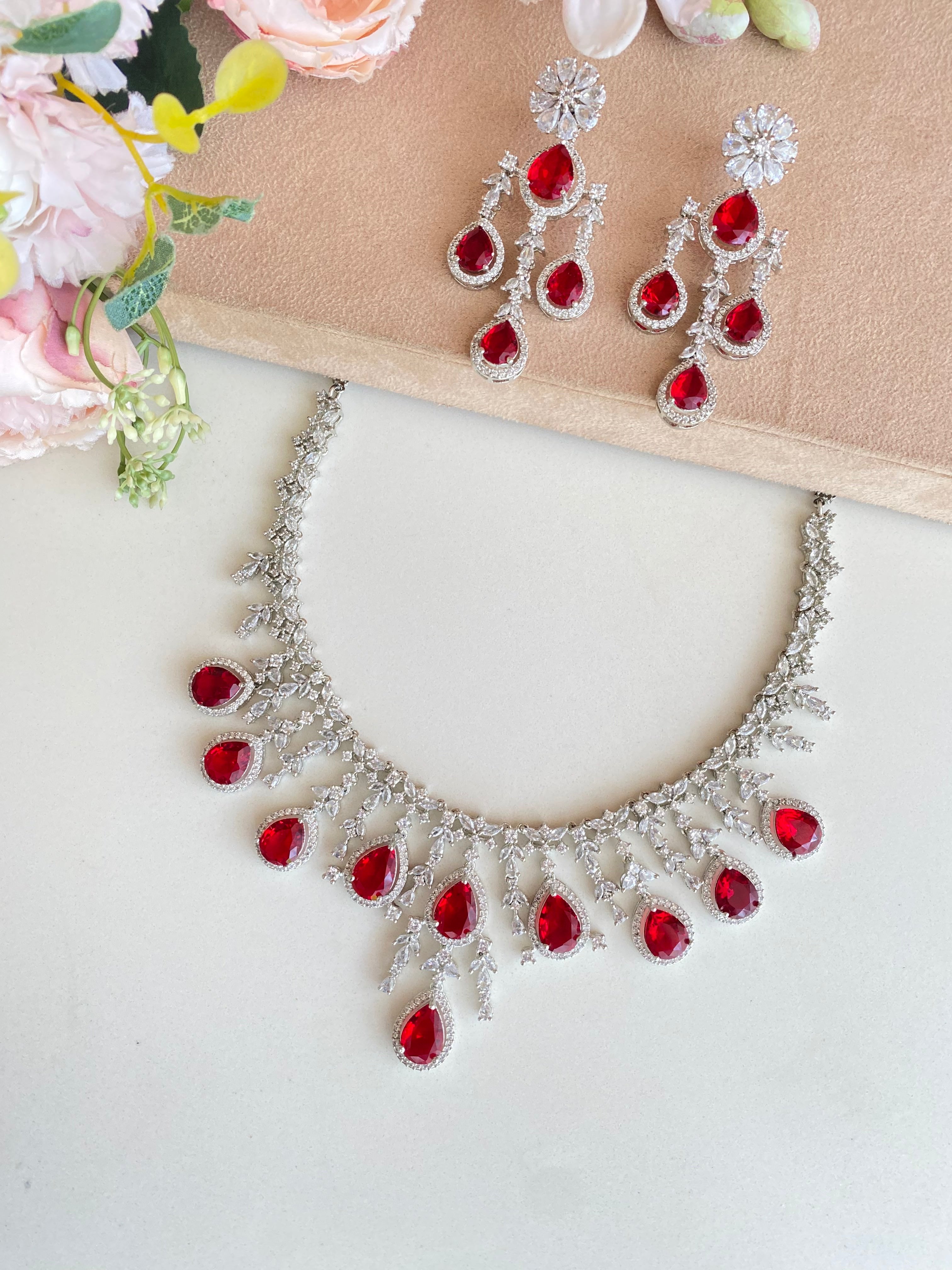 Ruby and Diamond Necklace set