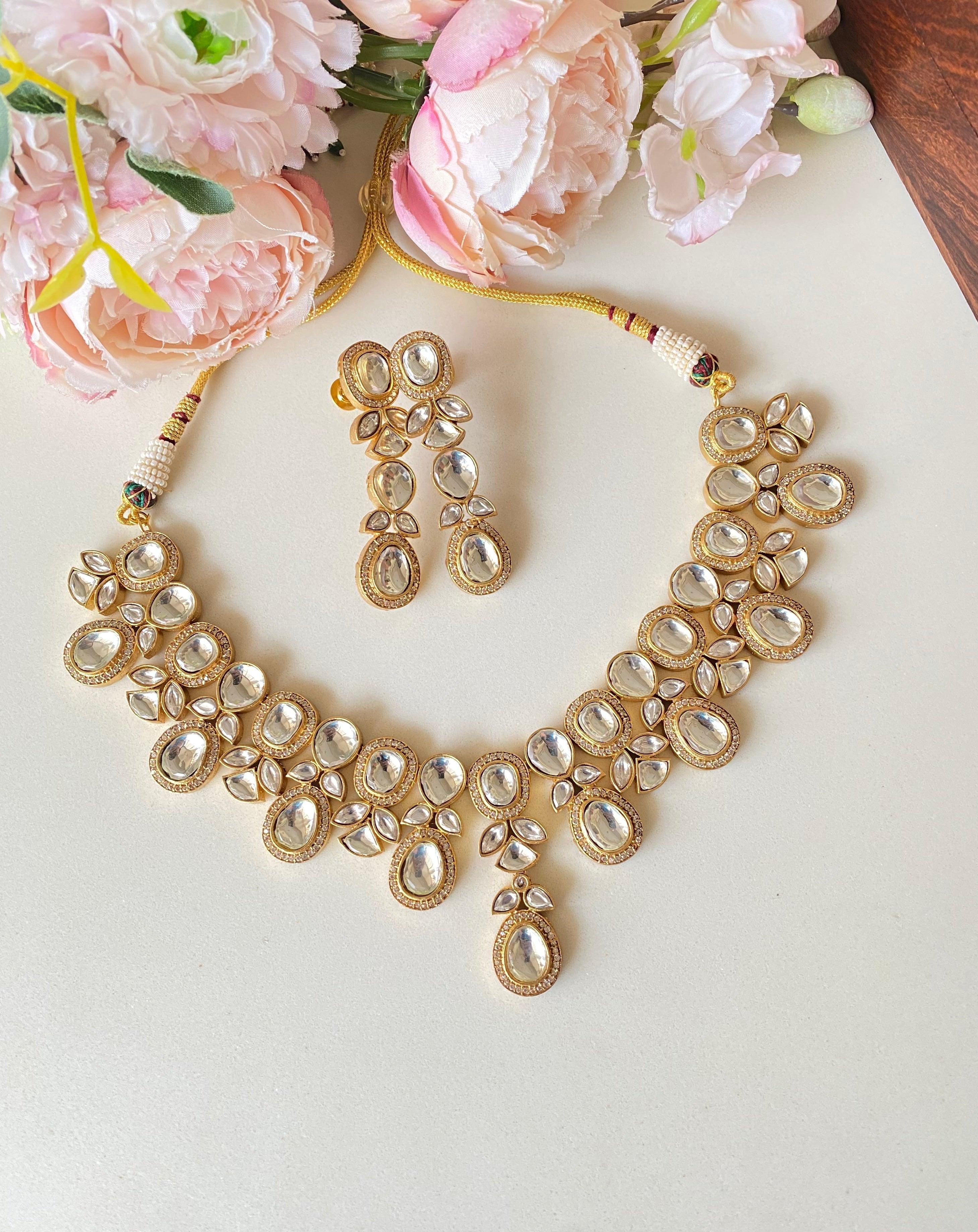 Gold plated Moissanite Necklace Set